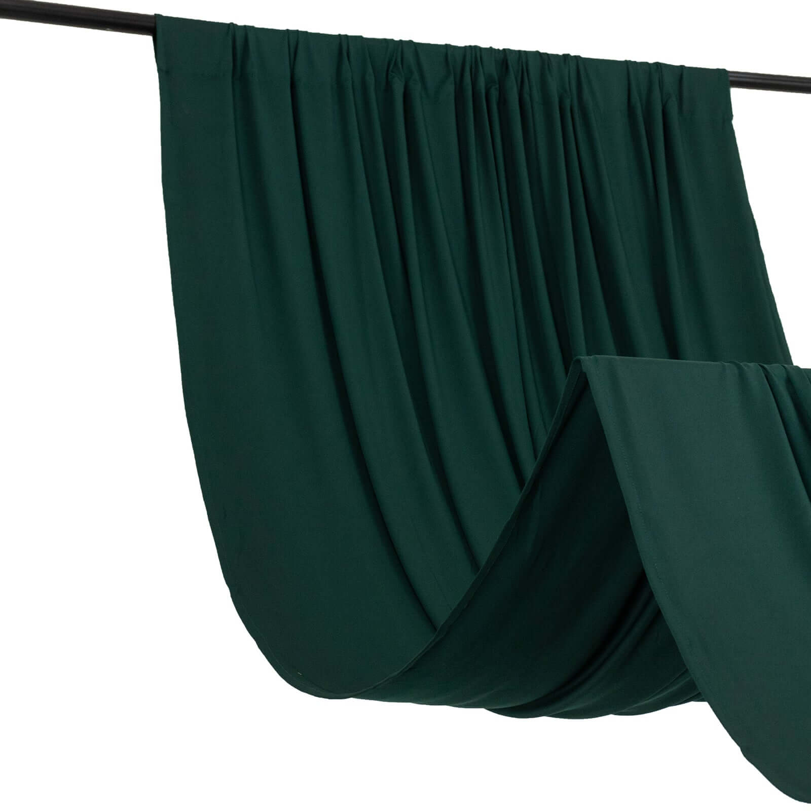 Hunter Emerald Green 4-Way Stretch Spandex Event Curtain Drapes, Wrinkle Free Backdrop Event Panel with Rod Pockets - 5ftx16ft