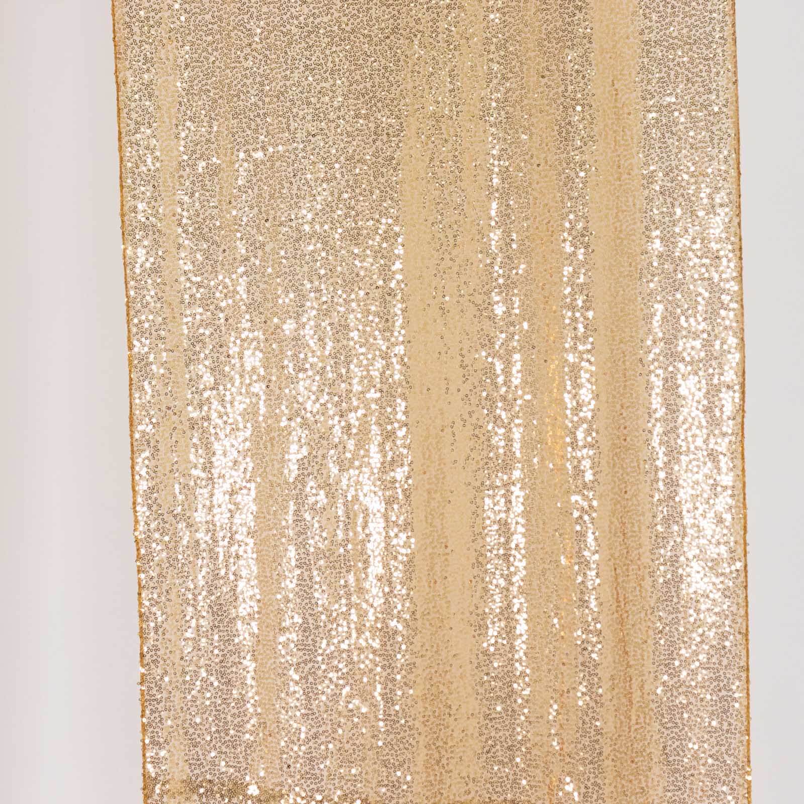 2 Pack Gold Sequin Event Curtain Drapes with Rod Pockets, Seamless Backdrop Event Panels - 8ftx2ft