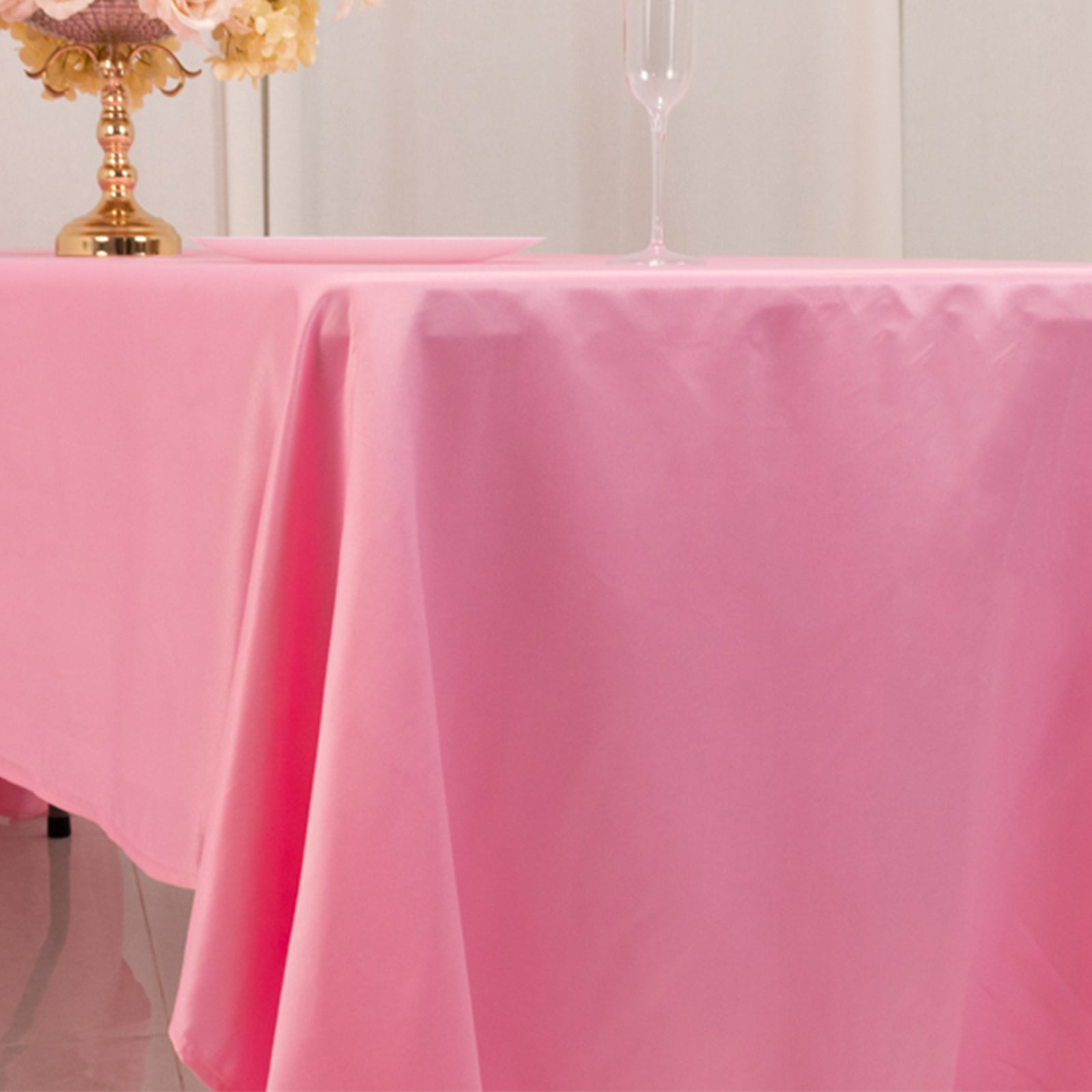 Lamour Satin 60x126 Rectangle Tablecloth Pink - Soft & Silk-Like Table Cover