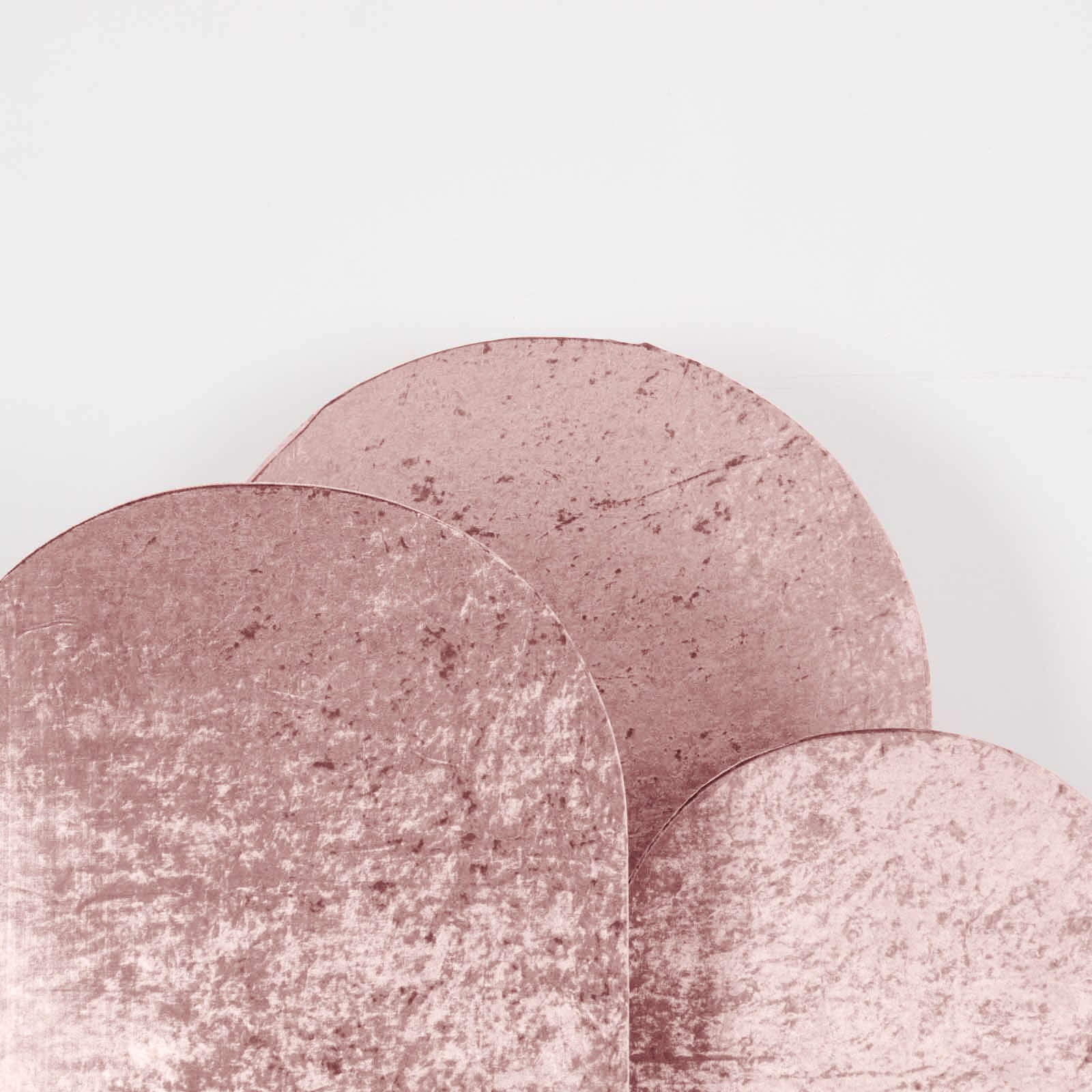 Set of 3 Dusty Rose Crushed Velvet Chiara Backdrop Stand Covers For Round Top Wedding Arches - 5ft, 6ft, 7ft