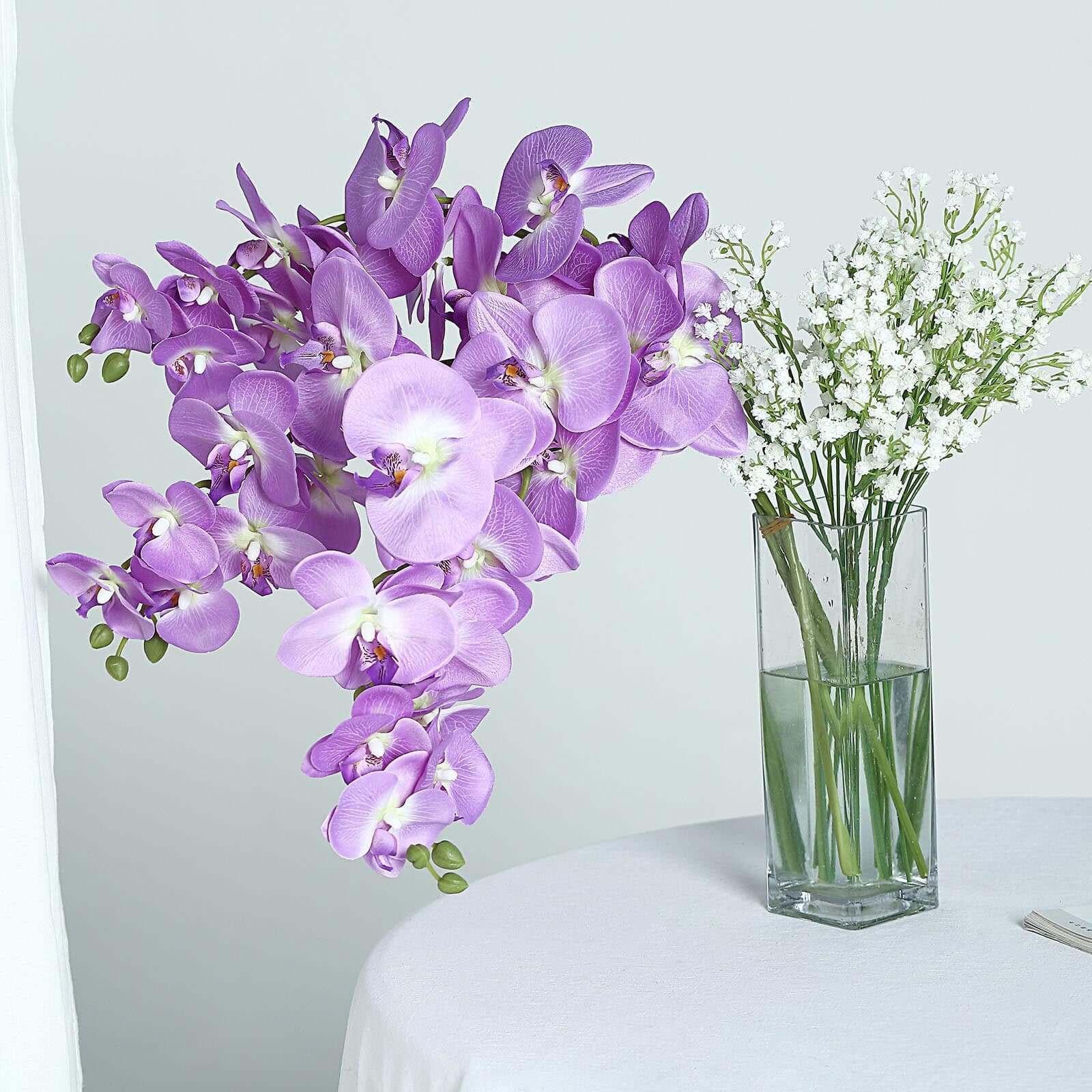 2 Stems 40 Tall Lavender Lilac Artificial Silk Orchid Flower Bouquets