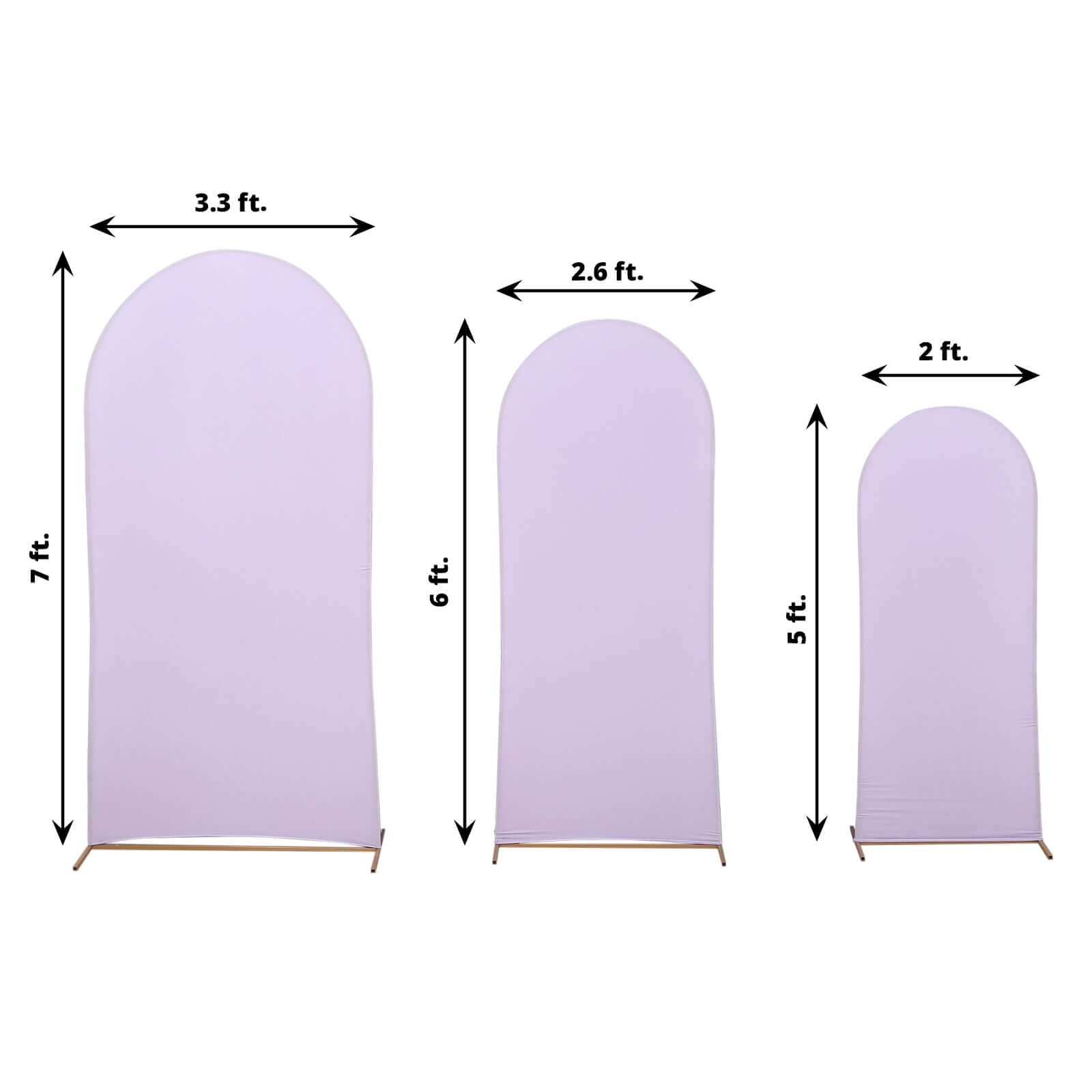 Set of 3 Matte Lavender Lilac Spandex Fitted Chiara Backdrop Stand Covers For Round Top Wedding Arch - 5ft, 6ft, 7ft