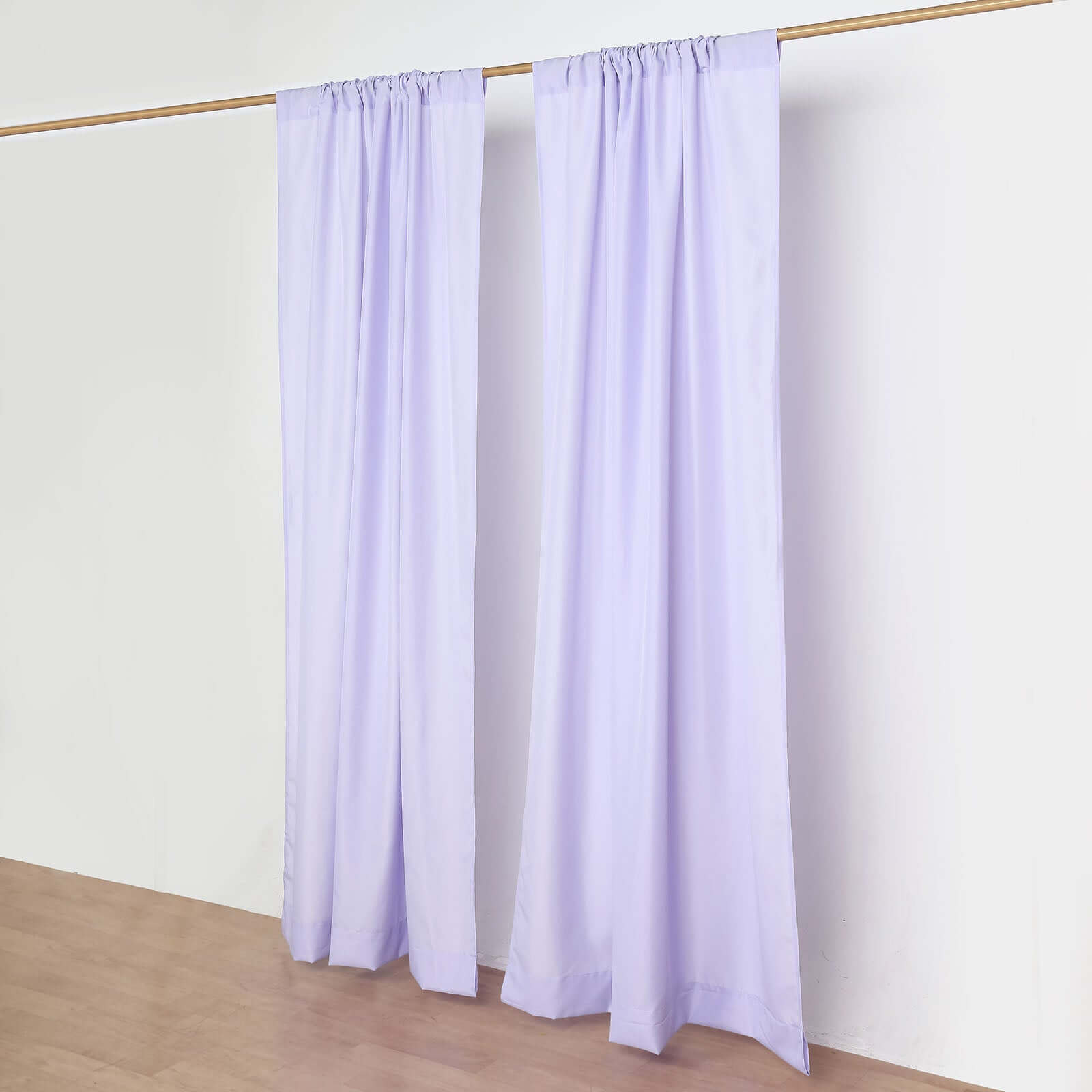 2 Pack Lavender Lilac Polyester Event Curtain Drapes, 10ftx8ft Backdrop Event Panels With Rod Pockets 130 GSM