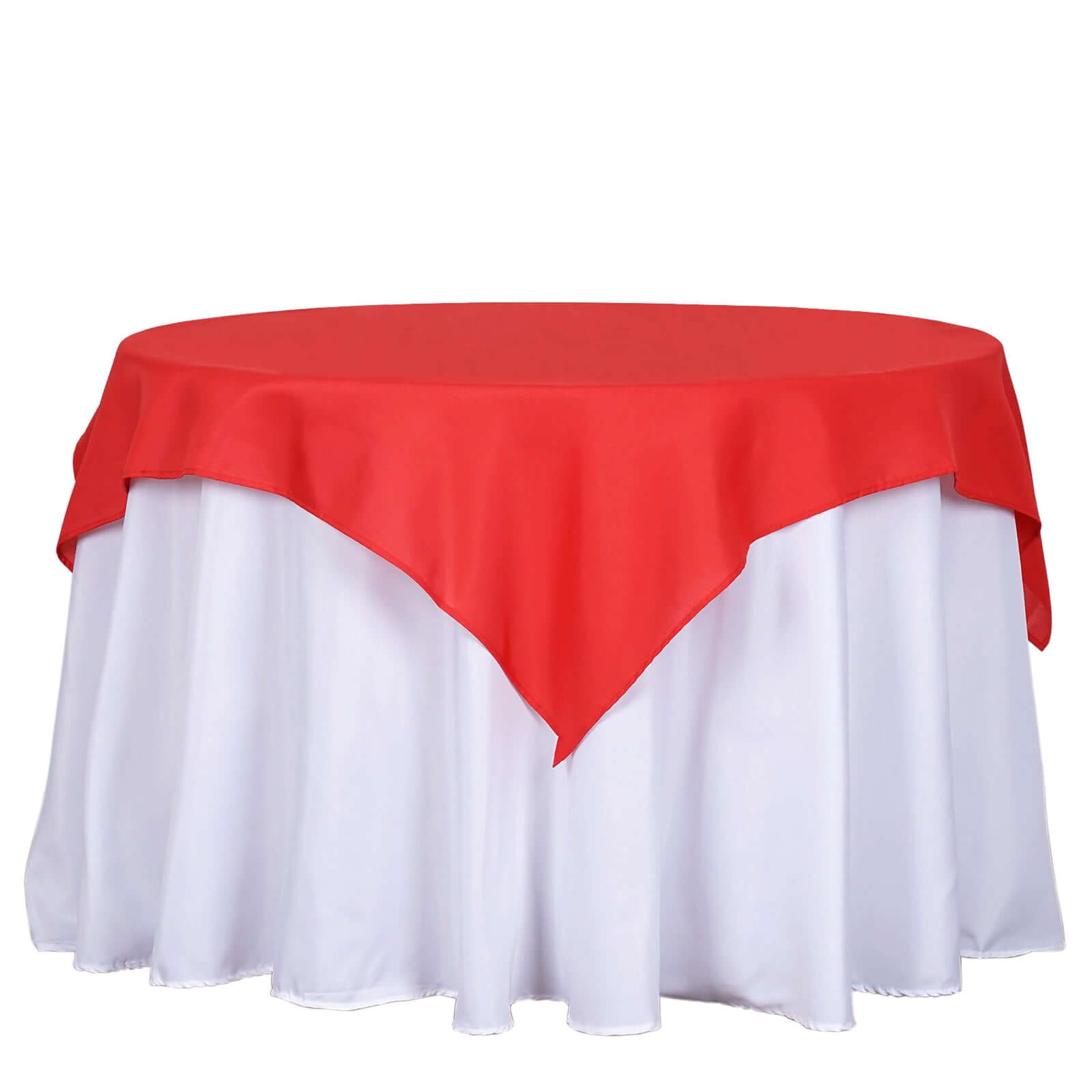 Polyester 54x54 Table Overlay Square Tablecloth Red - Wrinkle-Resistant & Durable Table Cover