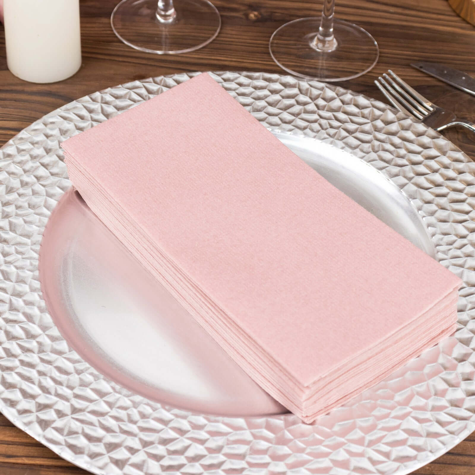 20-Pack Paper Linen-Like Napkins Dusty Rose - Disposable Hygienic Airlaid Guest Towels 8.5x4