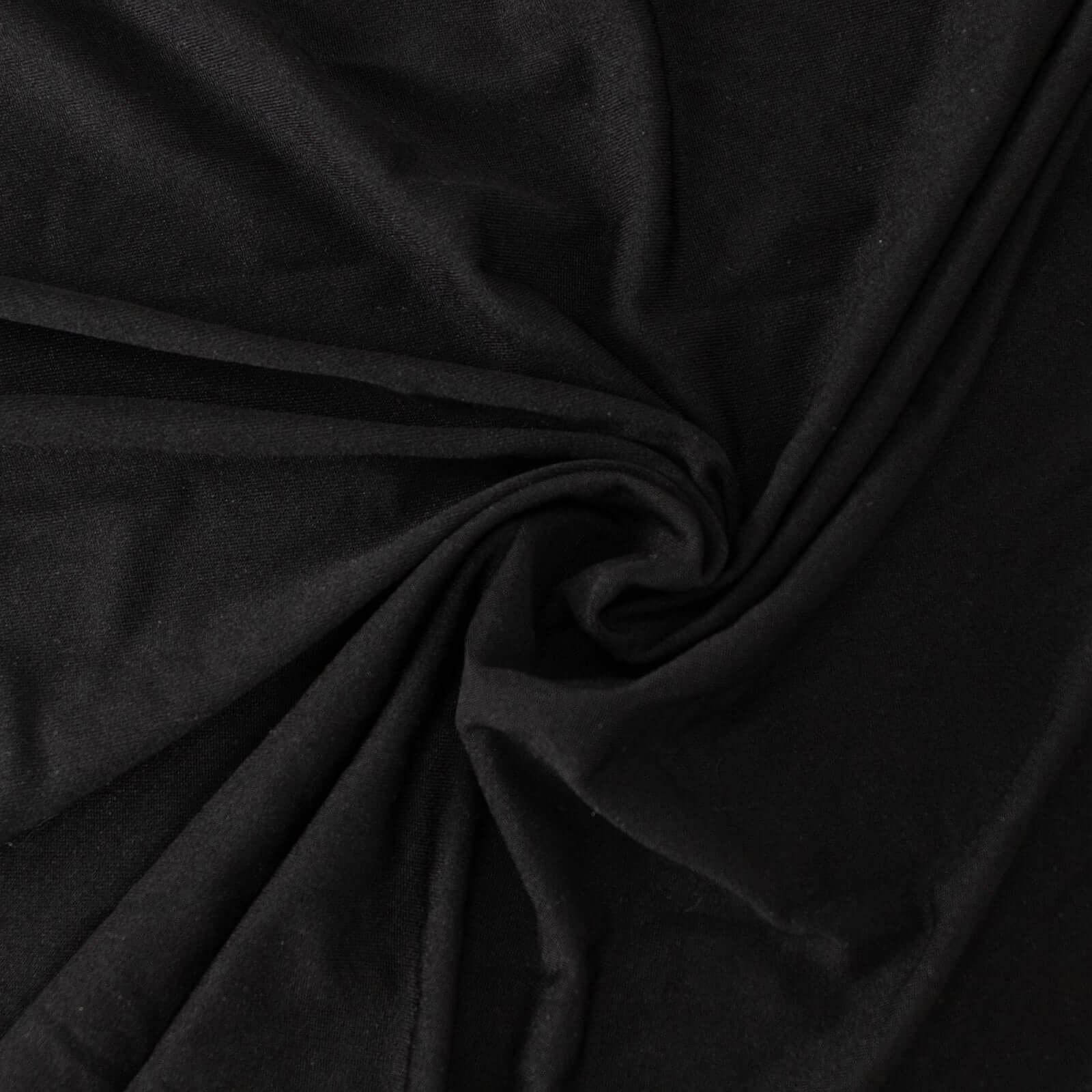 Spandex Round 6ft Table Skirt Black with Wavy Skirt-Like Effect Stylish Table Cover