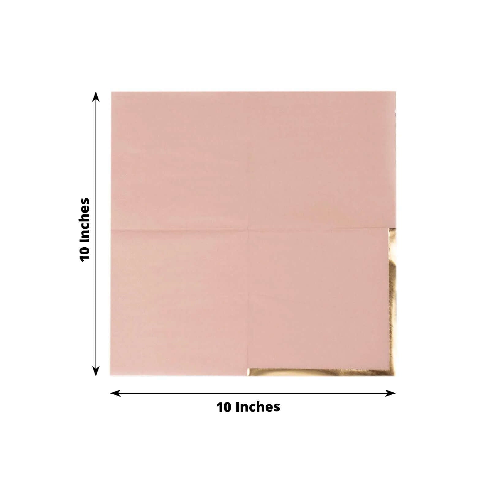 50-Pack Paper Beverage Napkins Dusty Rose with Gold Foil Edge - 2 Ply Disposable Soft 18GSM Cocktail Napkins 5x5