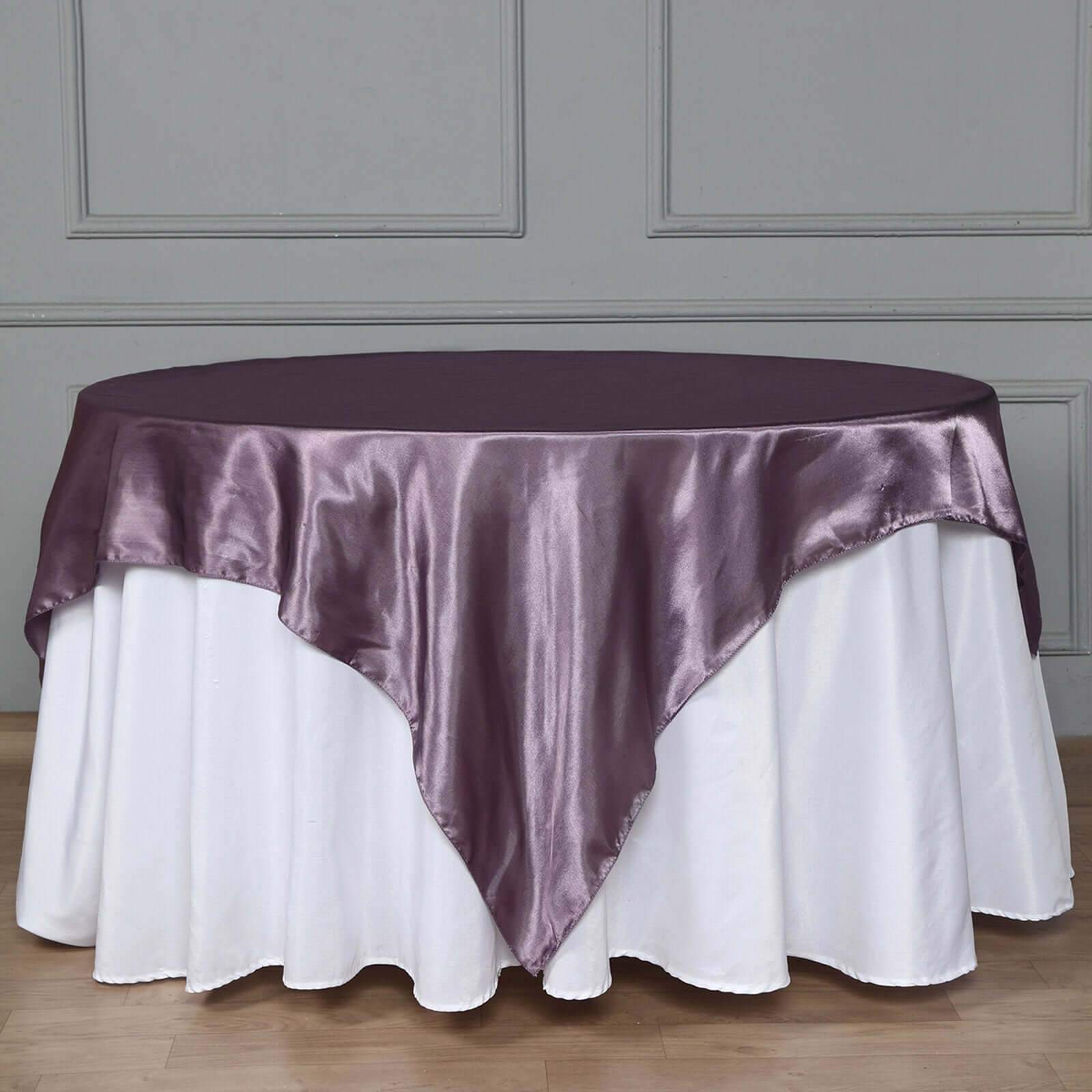 Satin 72x72 Table Overlay Square Tablecloth Violet Amethyst - Smooth Finish Table Cover