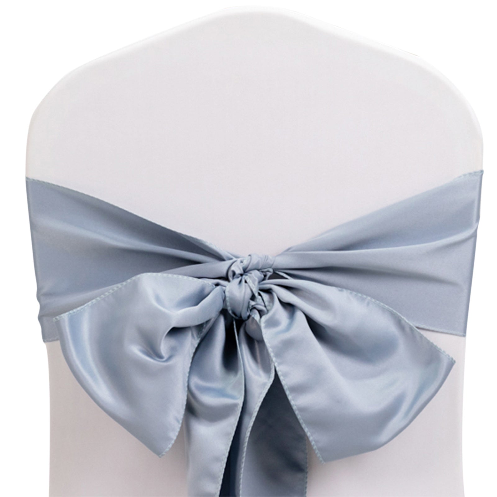 5 Pack Lamour Satin 6x106 Chair Sashes Dusty Blue - Stylish Reusable Decorative Bows