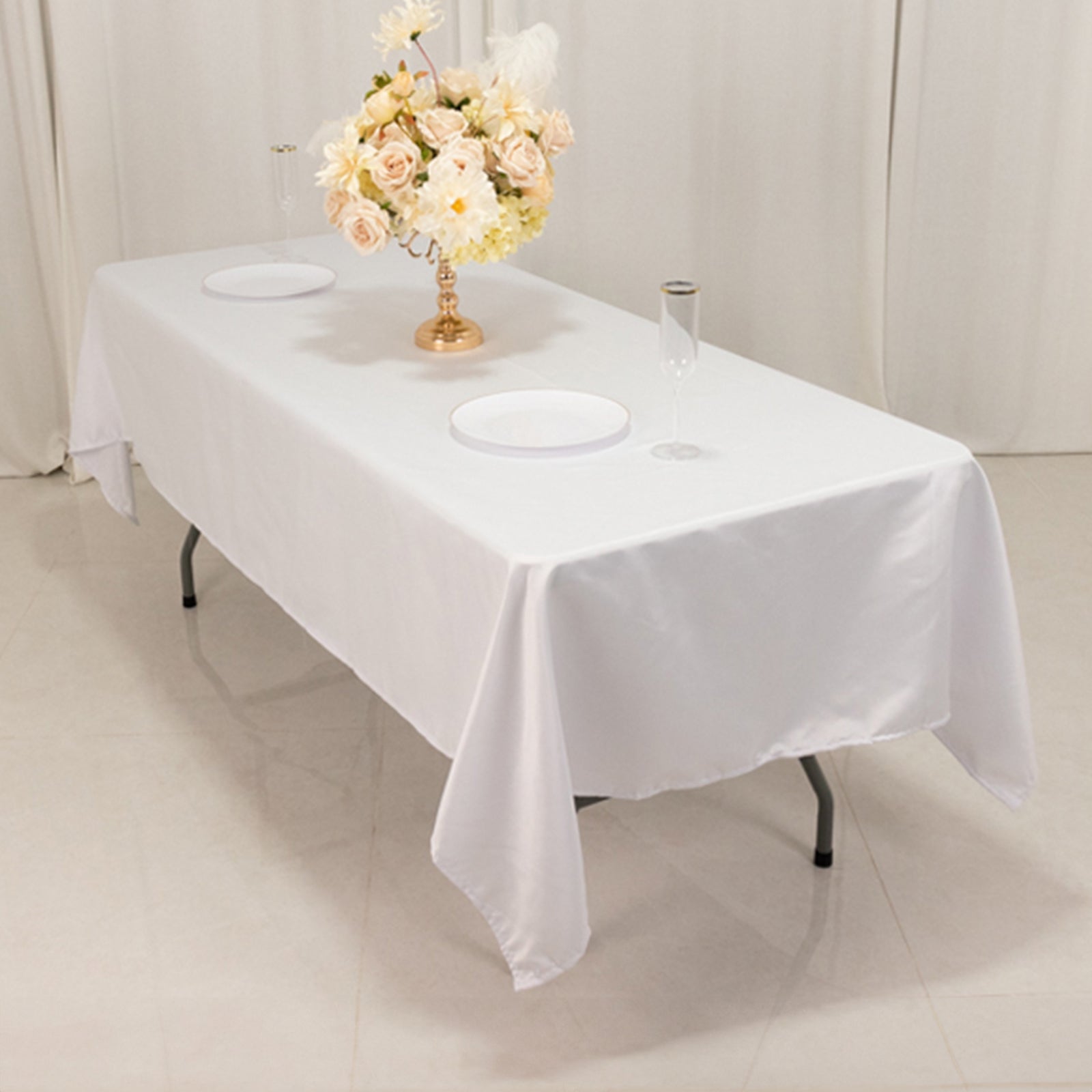 Lamour Satin 60x102 Rectangle Tablecloth White - Durable & Silky Soft Feel Table Cover for Weddings & Banquets