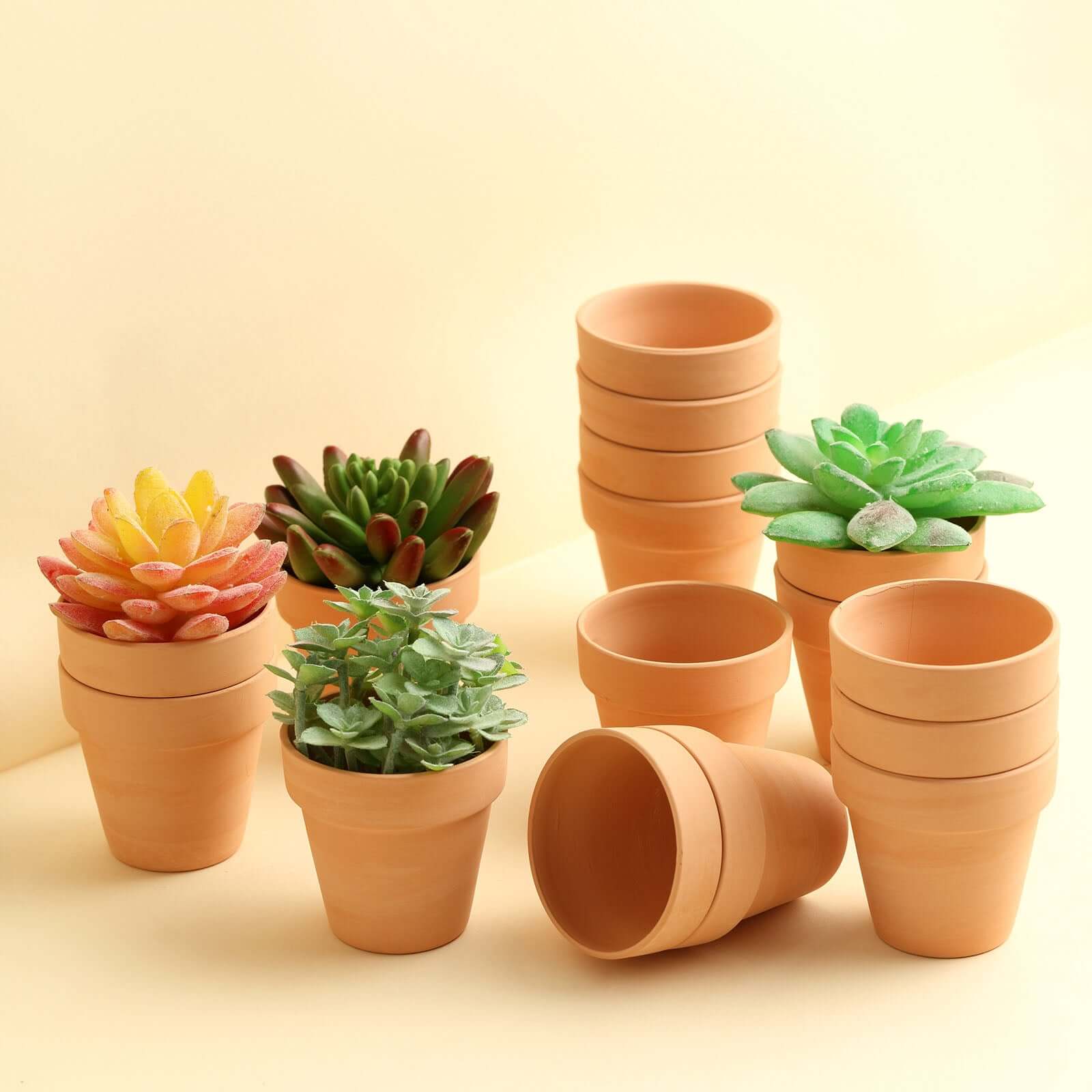 24-Pack Favor Buckets Mini Terracotta Pots Rust Design - Ceramic Clay Planters for Succulents and Cactus 2.5