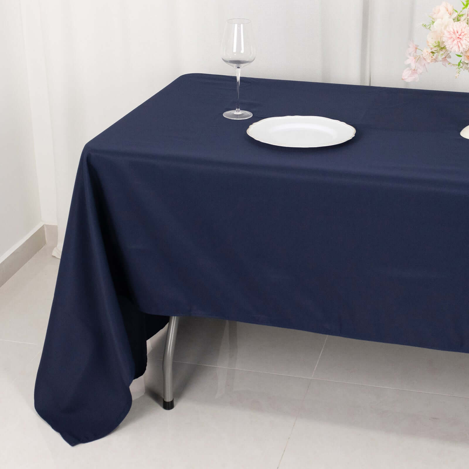 Premium Polyester 60x126 Rectangle Tablecloth Navy Blue - Stain-Resistant 220GSM Finish Table Cover