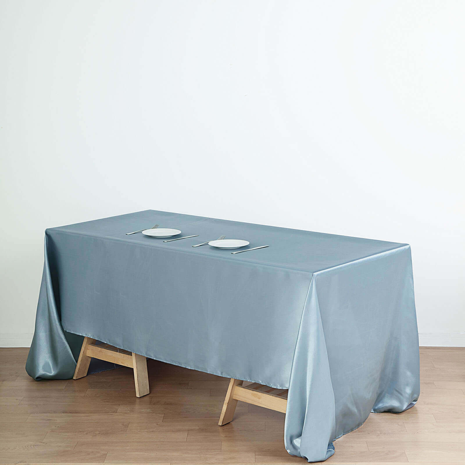 Satin Rectangular 60x126 Tablecloth Dusty Blue - Smooth and Lustrous Table Cover