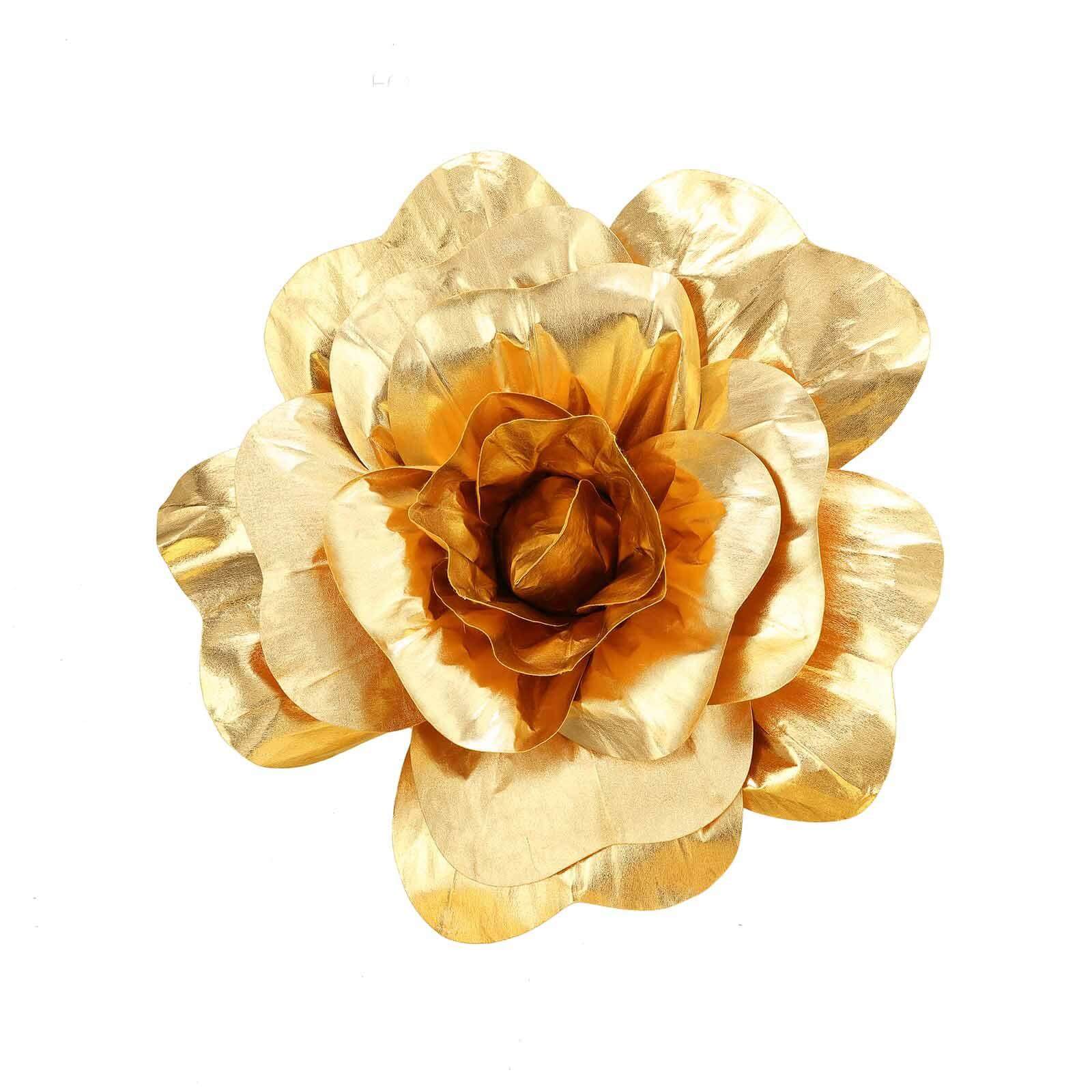 2 Pack 24 Large Metallic Gold Real Touch Artificial Foam DIY Craft Roses