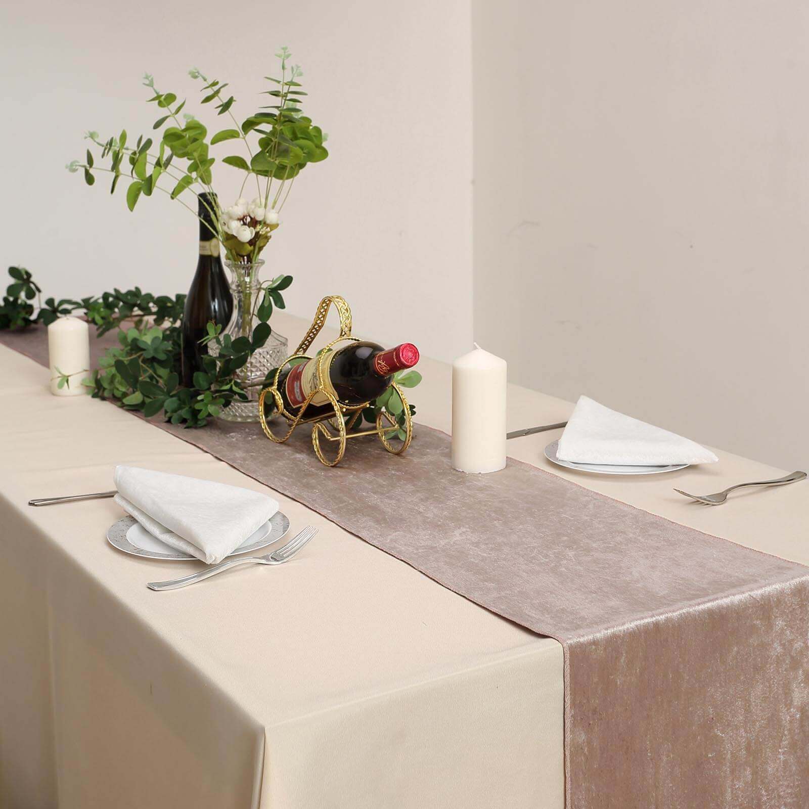 Premium Velvet 12x108 Table Runner Mauve - Sheen Finish Reusable Table Decor