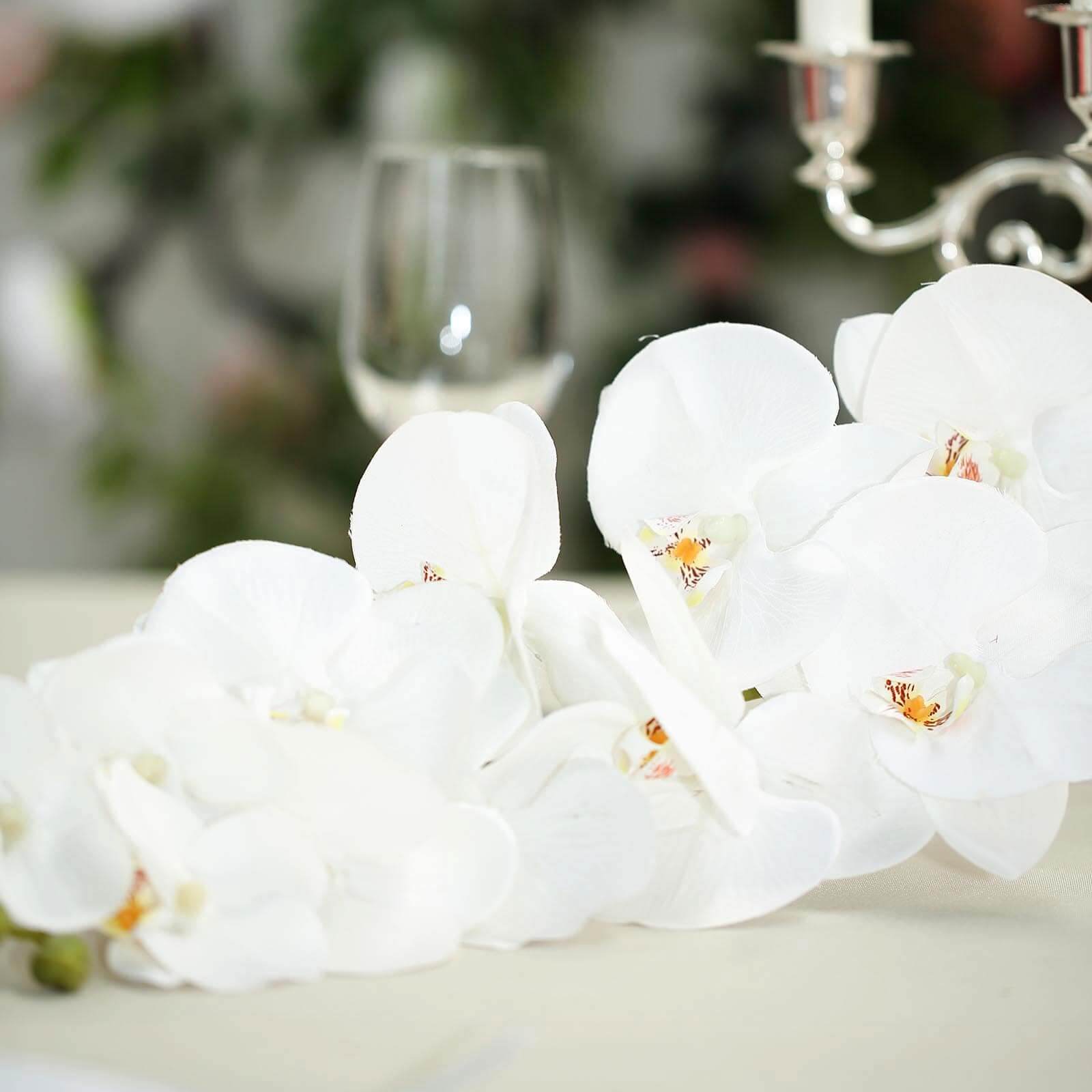 2 Stems 40 Tall White Artificial Silk Orchid Flower Bouquets