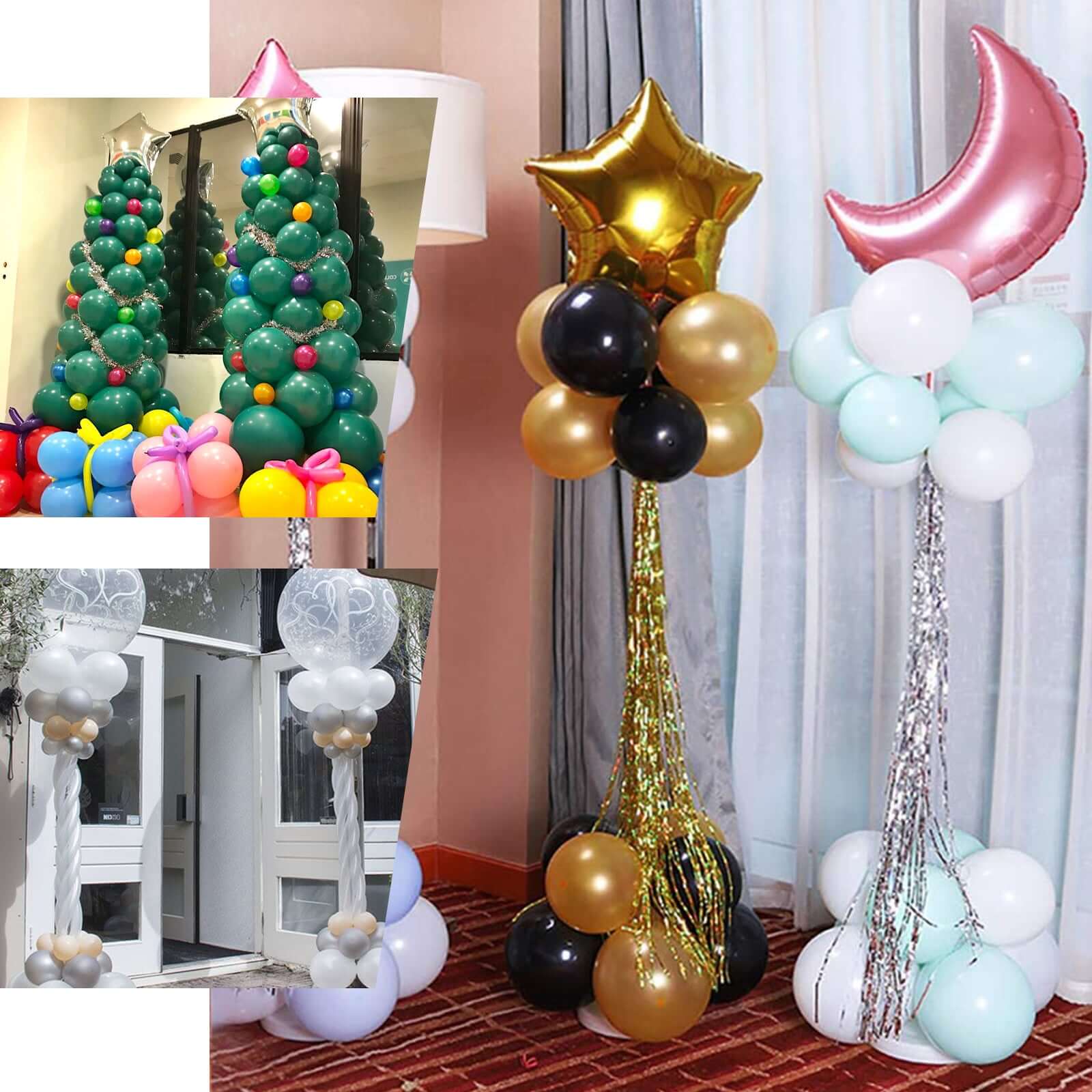 2 Pack White Balloon Column Stand Kit, 5ft Balloon Towers