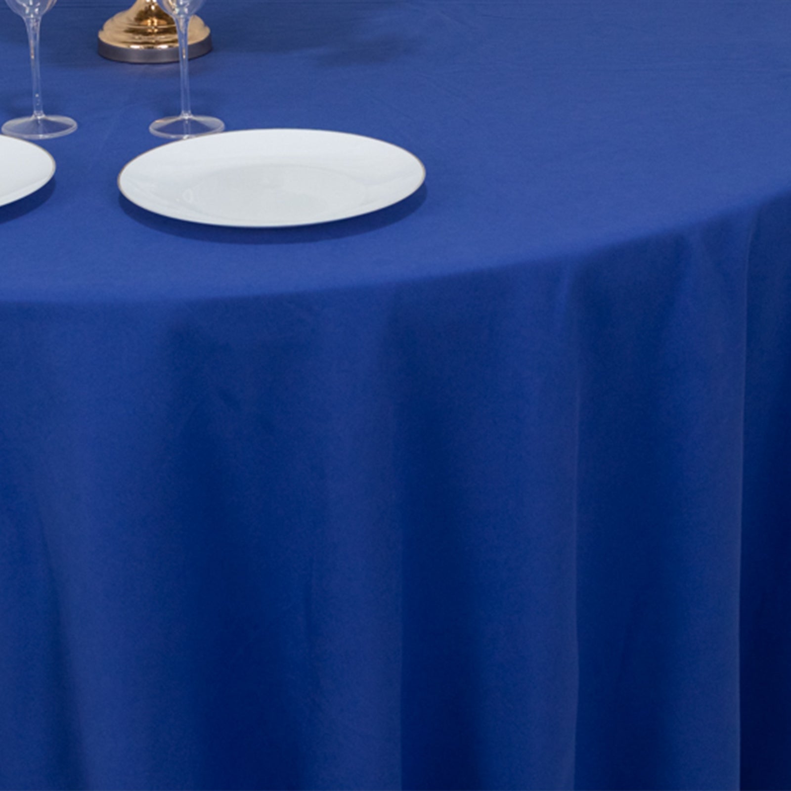 Cotton Blend 120 Round Tablecloth Royal Blue - Seamless Wrinkle-Resistant Table Cover