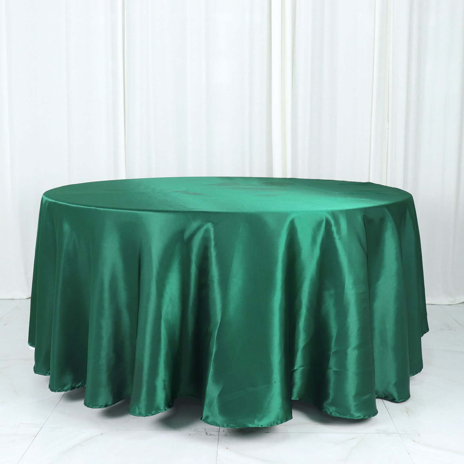 Satin 108 Round Tablecloth Hunter Emerald Green - Smooth and Lustrous Table Cover