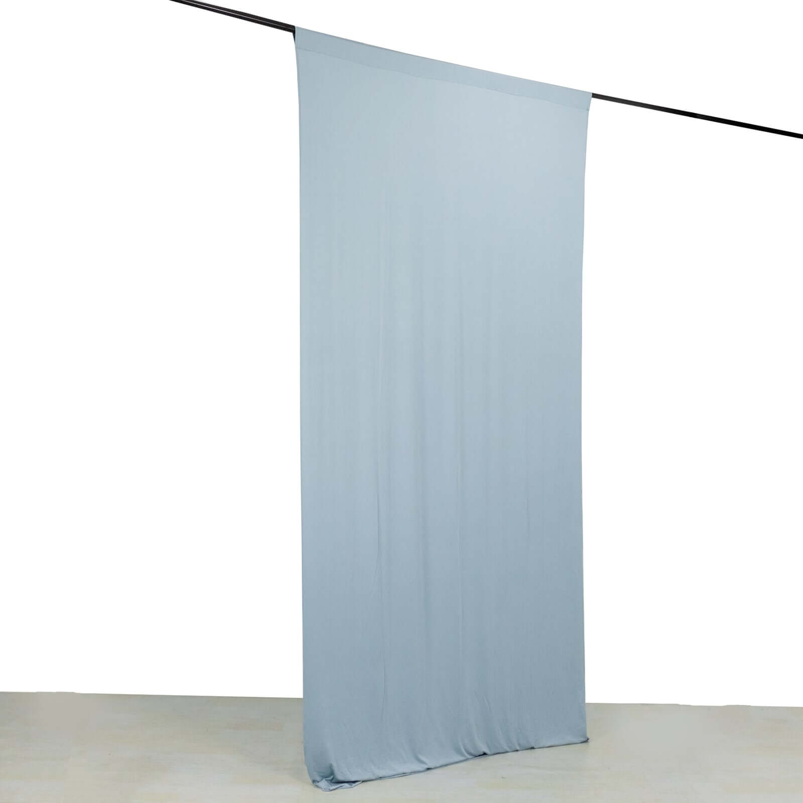 Dusty Blue 4-Way Stretch Spandex Event Curtain Drapes, Wrinkle Free Backdrop Event Panel with Rod Pockets - 5ftx10ft