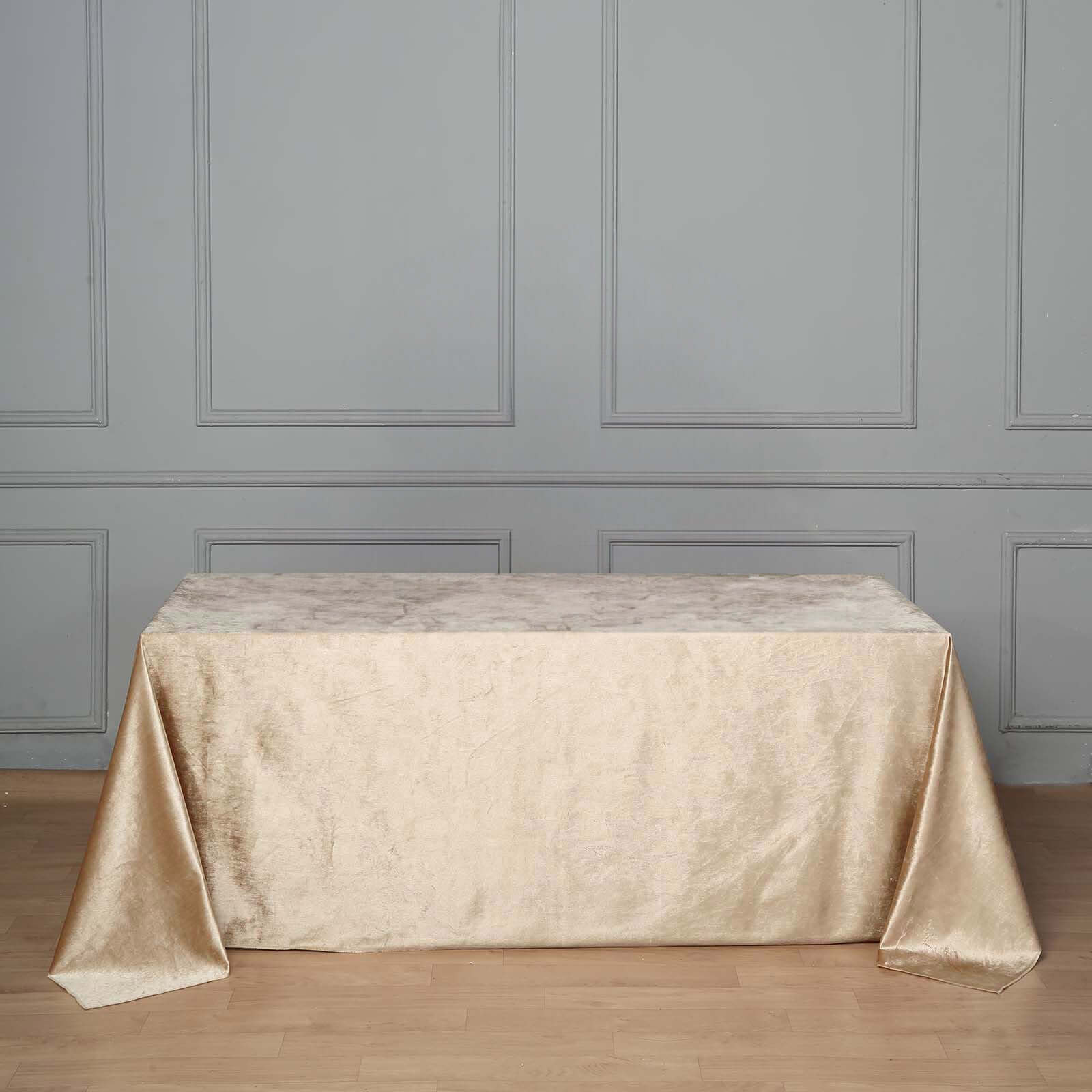 Premium Velvet 90x132 Rectangle Tablecloth Champagne - Reusable Soft & Seamless Table Cover