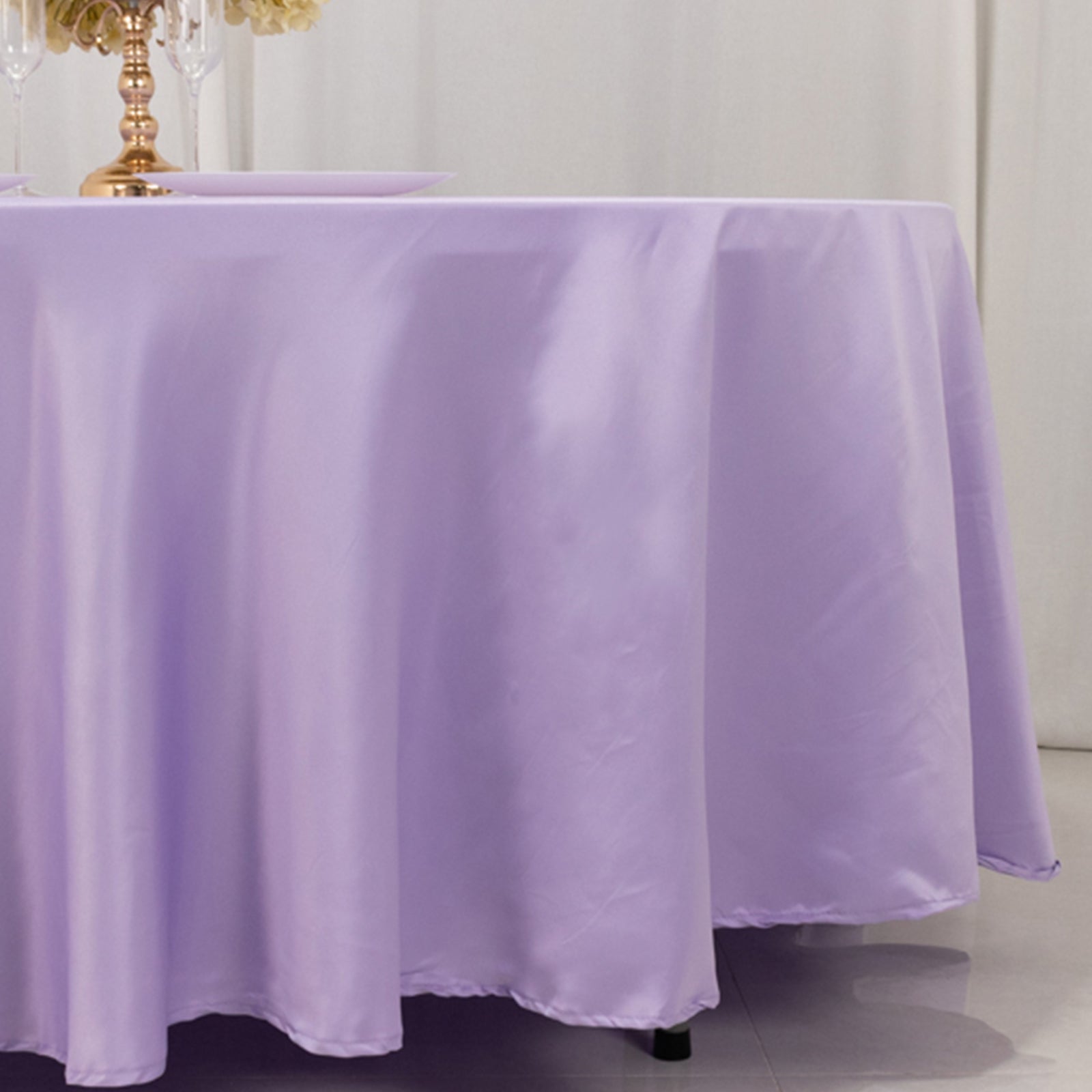 Lamour Satin 108 Round Tablecloth Lavender Lilac - Durable & Silk-Like Table Cover