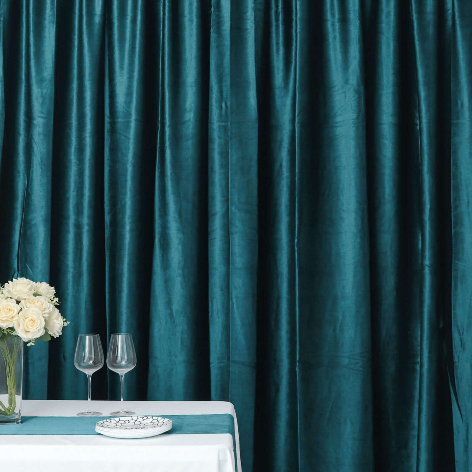 8ftx8ft Peacock Teal Premium Smooth Velvet Event Curtain Drapes, Privacy Backdrop Event Panel with Rod Pocket