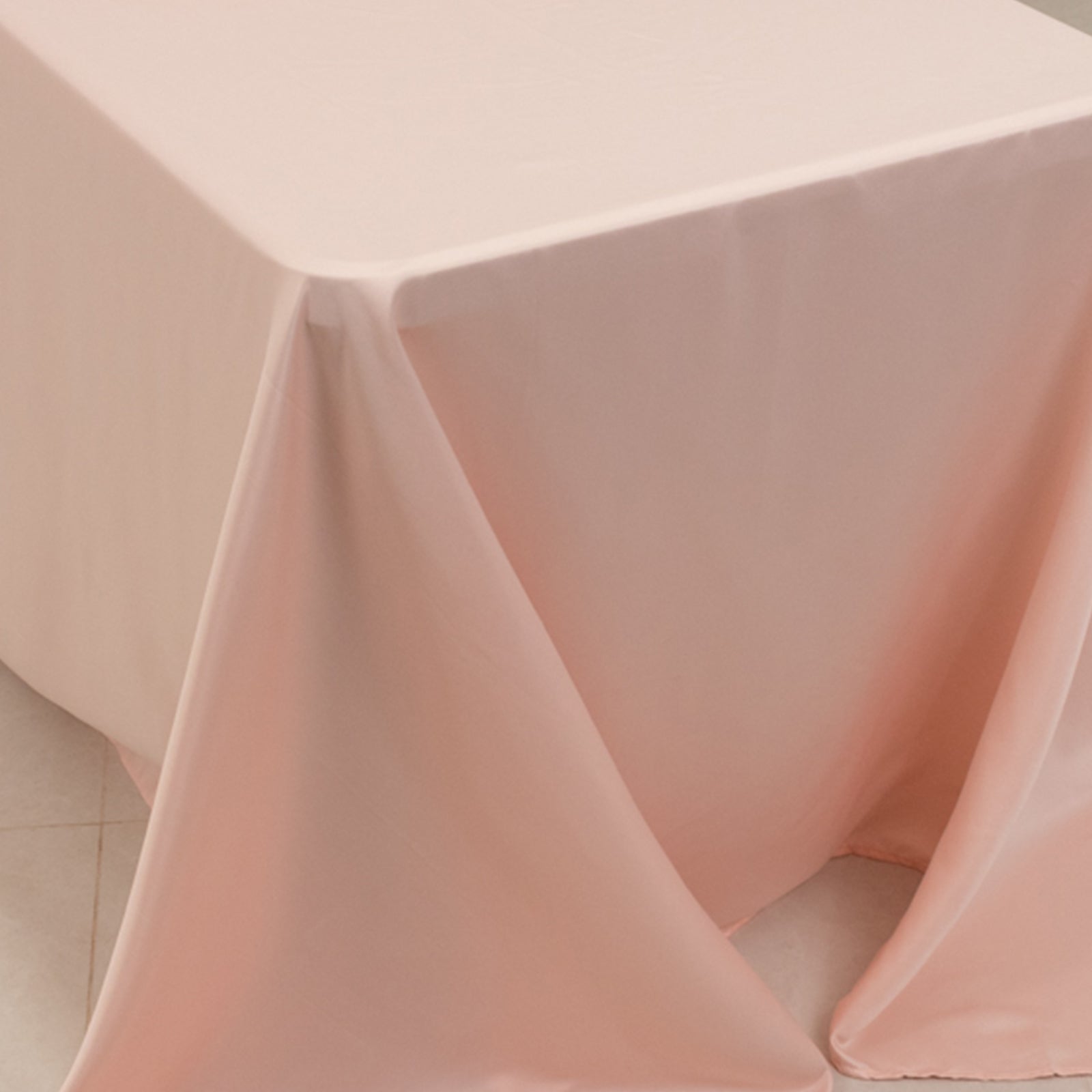 Lamour Satin 90x156 Rectangle Tablecloth Blush - Luxurious, Soft Seamless Table Cover