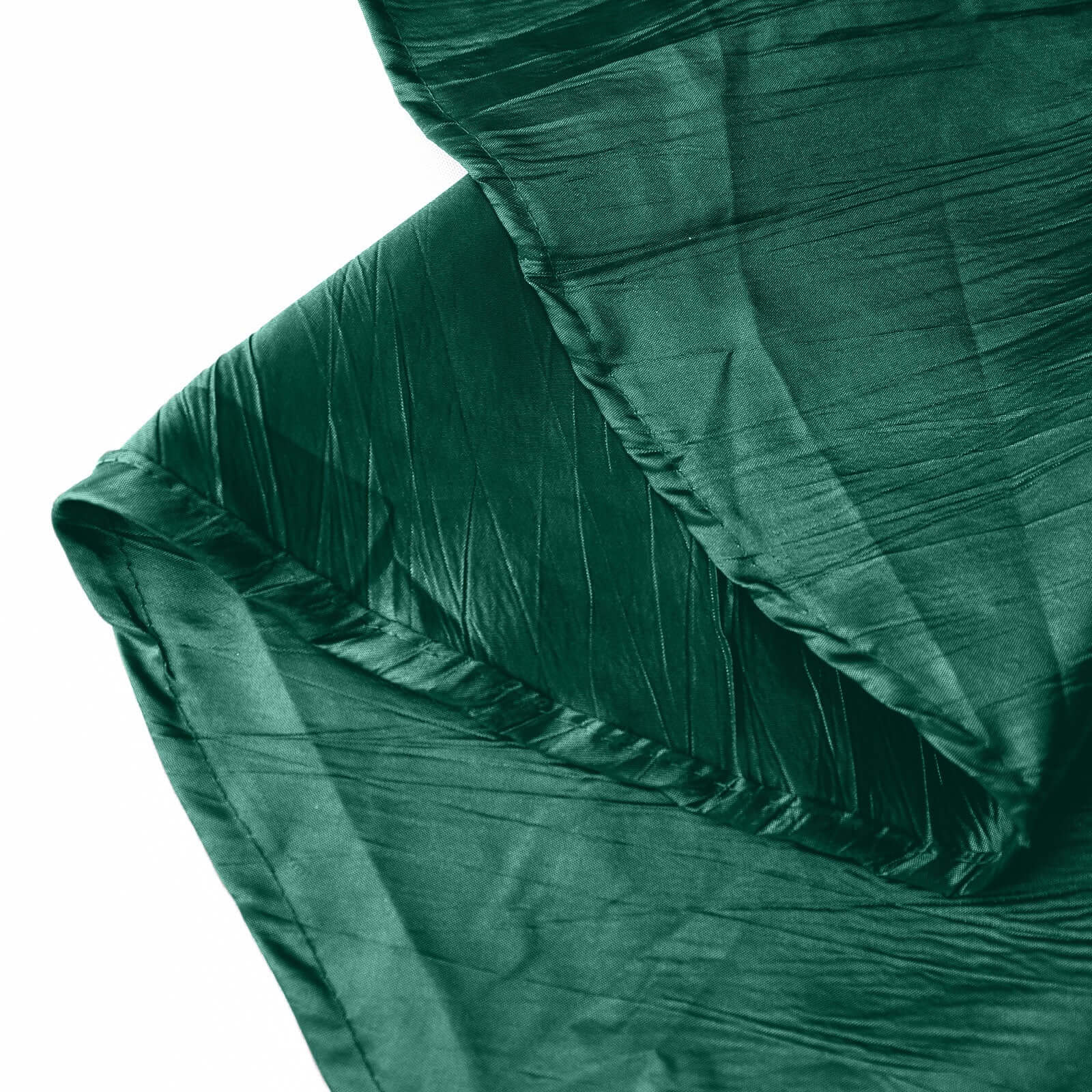 Taffeta 120 Round Tablecloth Hunter Emerald Green - Seamless Accordion Crinkle Table Cover