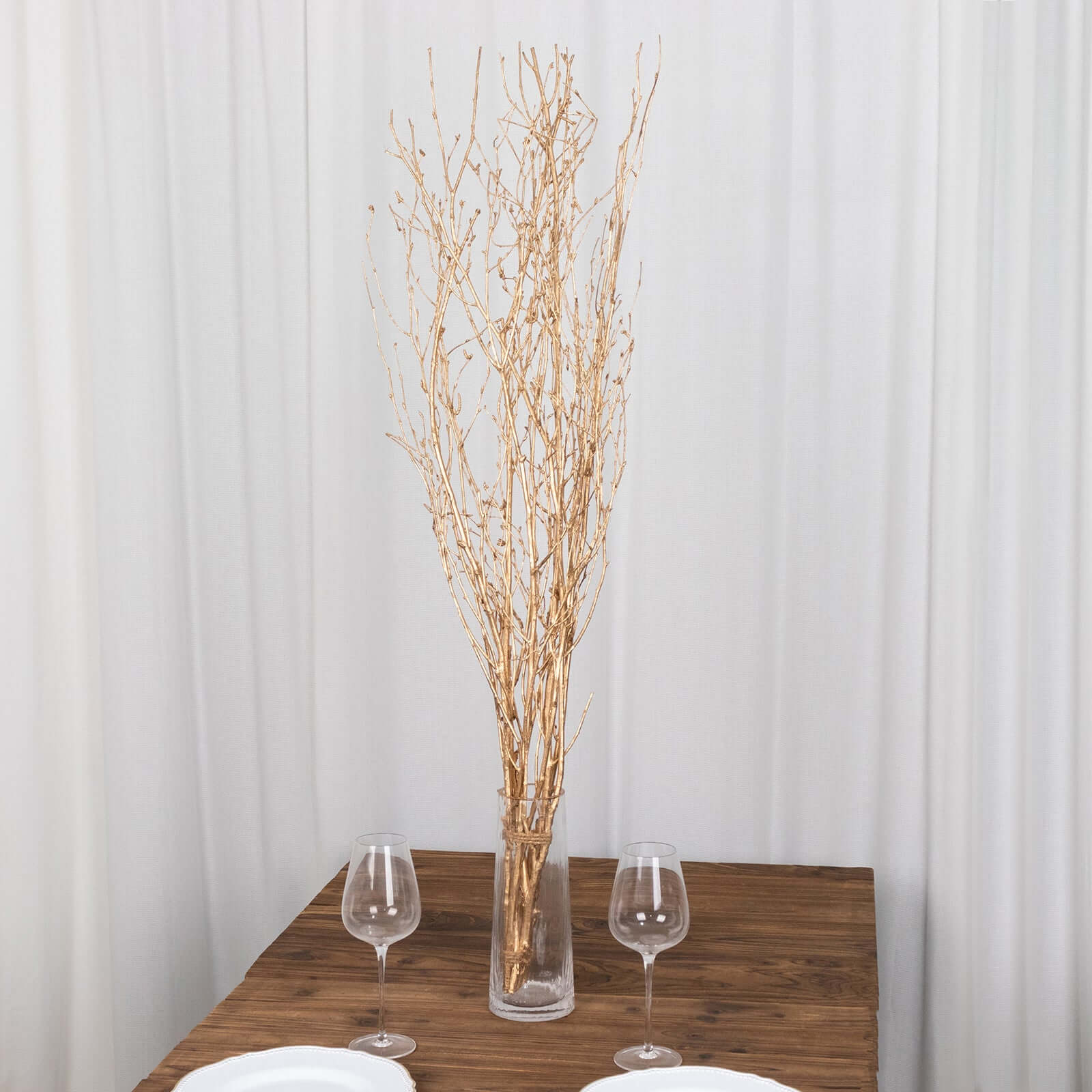 6-Pack Natural Birch Tree Branches 46 Metallic Gold - Versatile Extra Long Decorative Dried Willow Twigs Sticks for Vase Centerpiece Wedding Decor