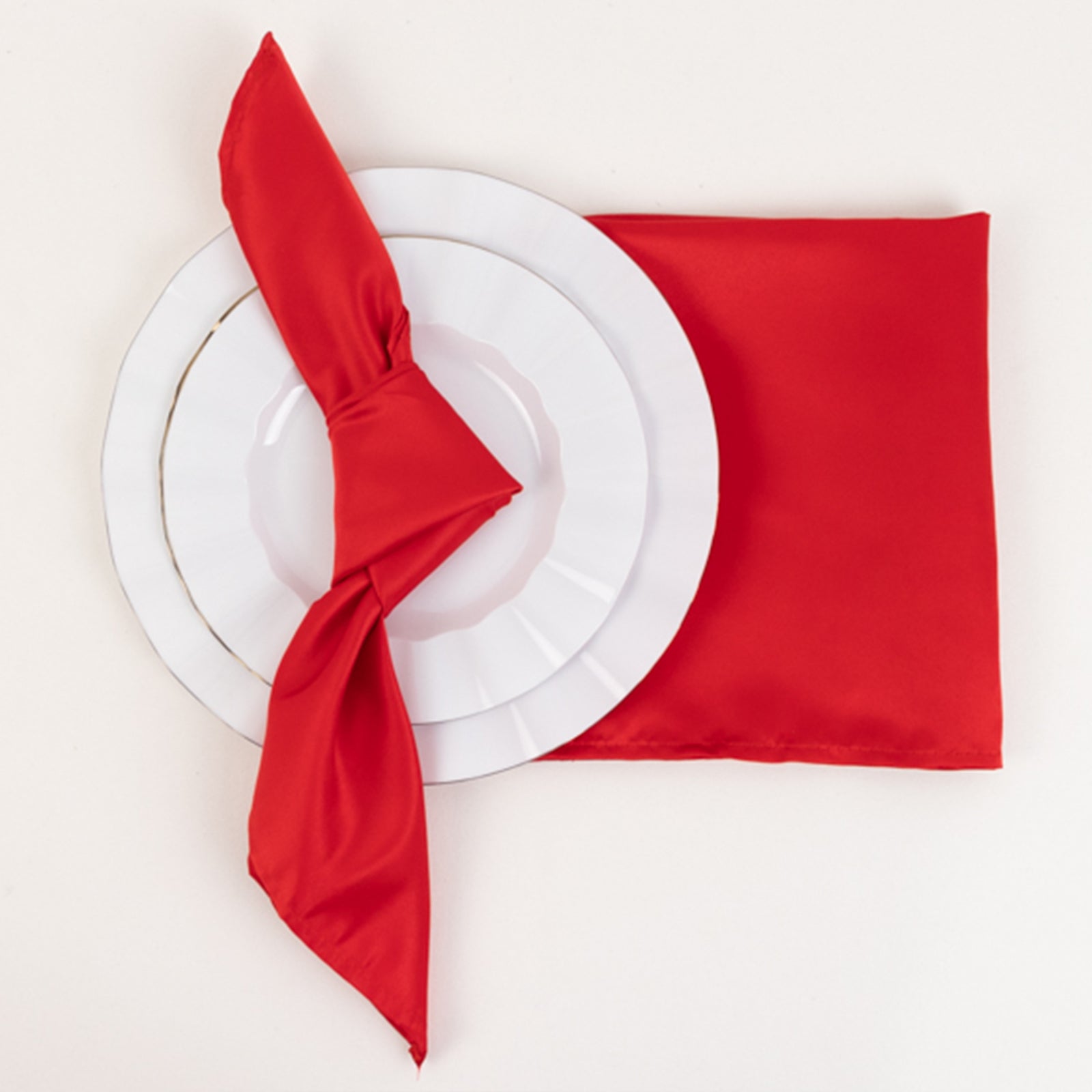 5 Pack Lamour Satin 20x20 Napkins Red - Soft Matte Finish Dinner Napkins