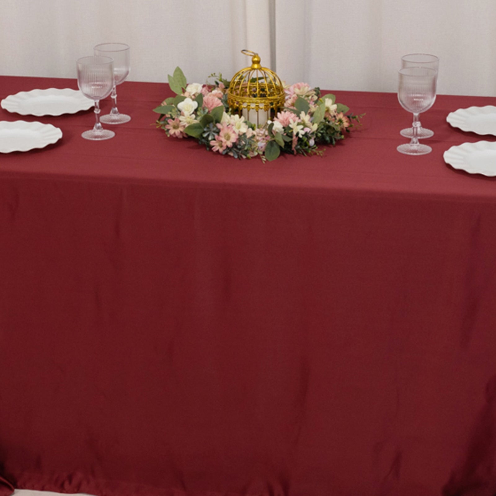 Lamour Satin 90x132 Rectangle Tablecloth Burgundy - Soft & Silk-Like Seamless Table Cover