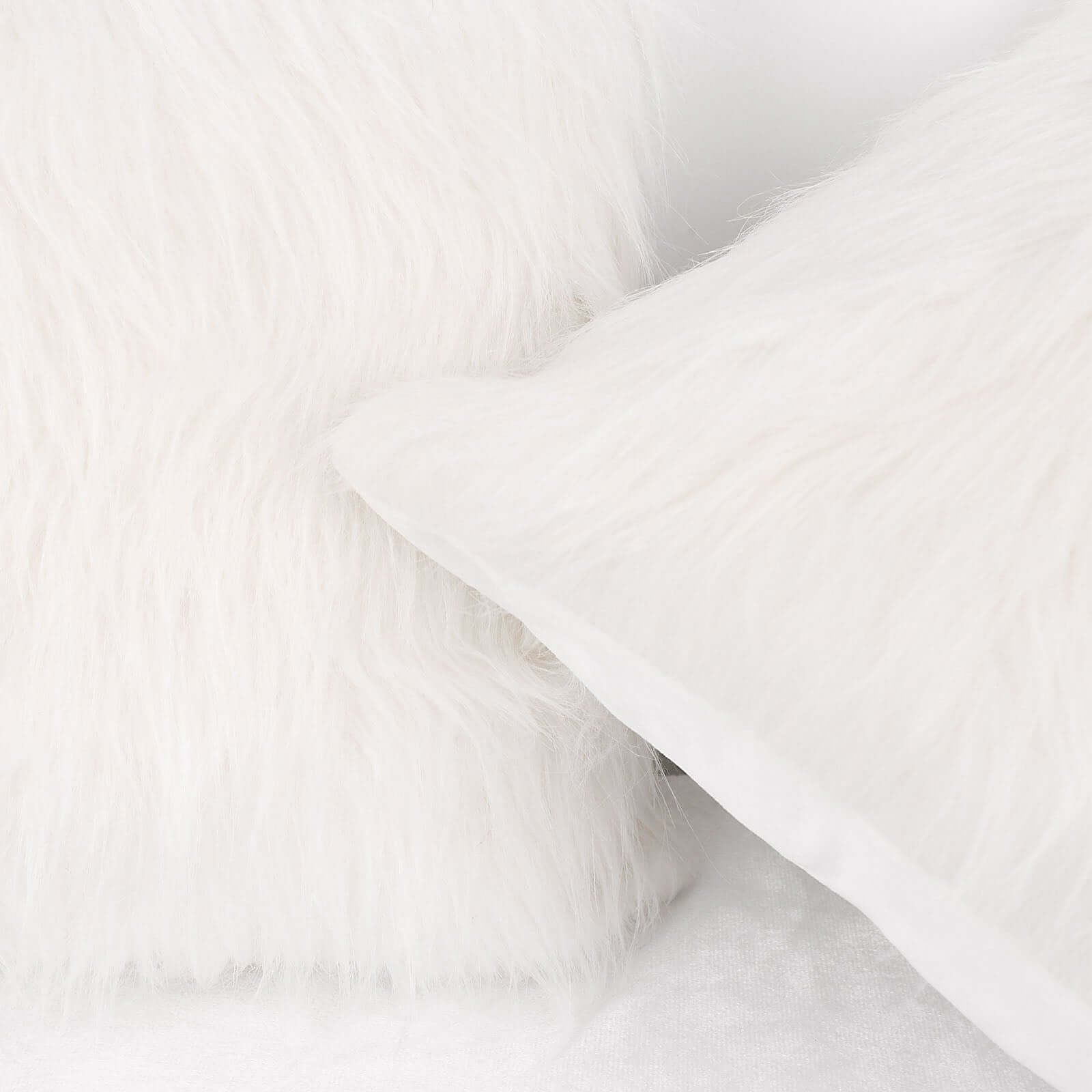 2 Pack 18 White Faux Fur Sheepskin Throw Pillow Cases, Square Pillow Covers