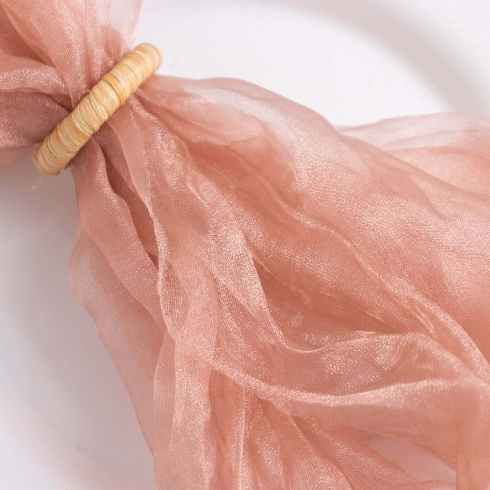 5 Pack Crinkled Organza 21x21 Napkins Dusty Rose - Rustic Style Dinner & Party Napkins