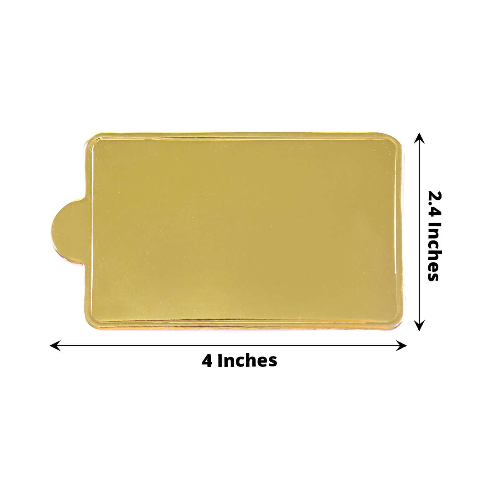 50-Pack Rectangle Cake Boards in Gold Cardboard - Grease Proof Mini Paper Trays for Pastries Cupcakes & Dessert Slices 2.4x4