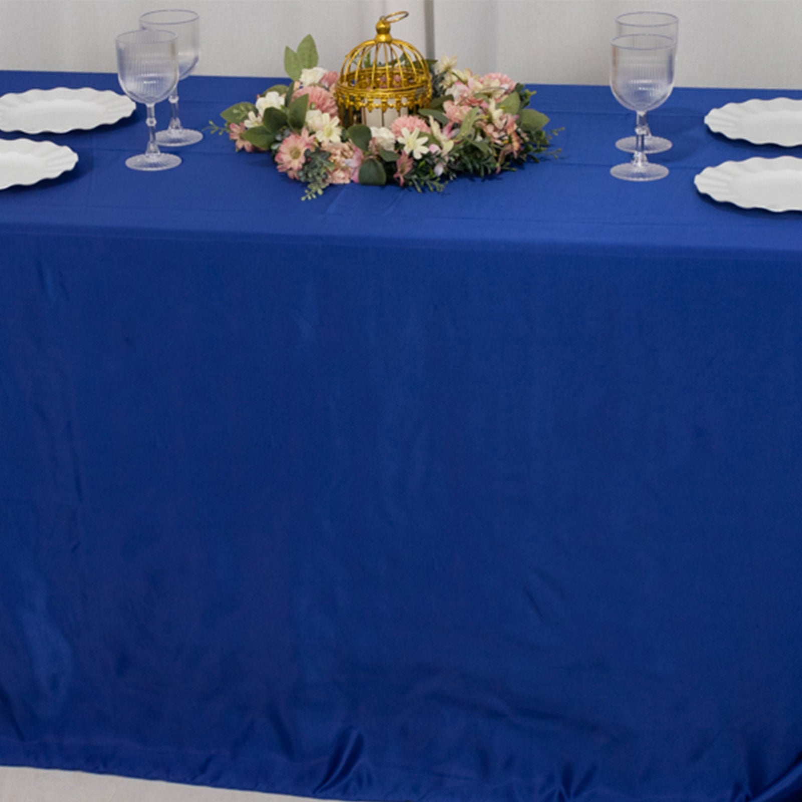 Lamour Satin 90x132 Rectangle Tablecloth Royal Blue - Soft & Silk-Like Seamless Table Cover