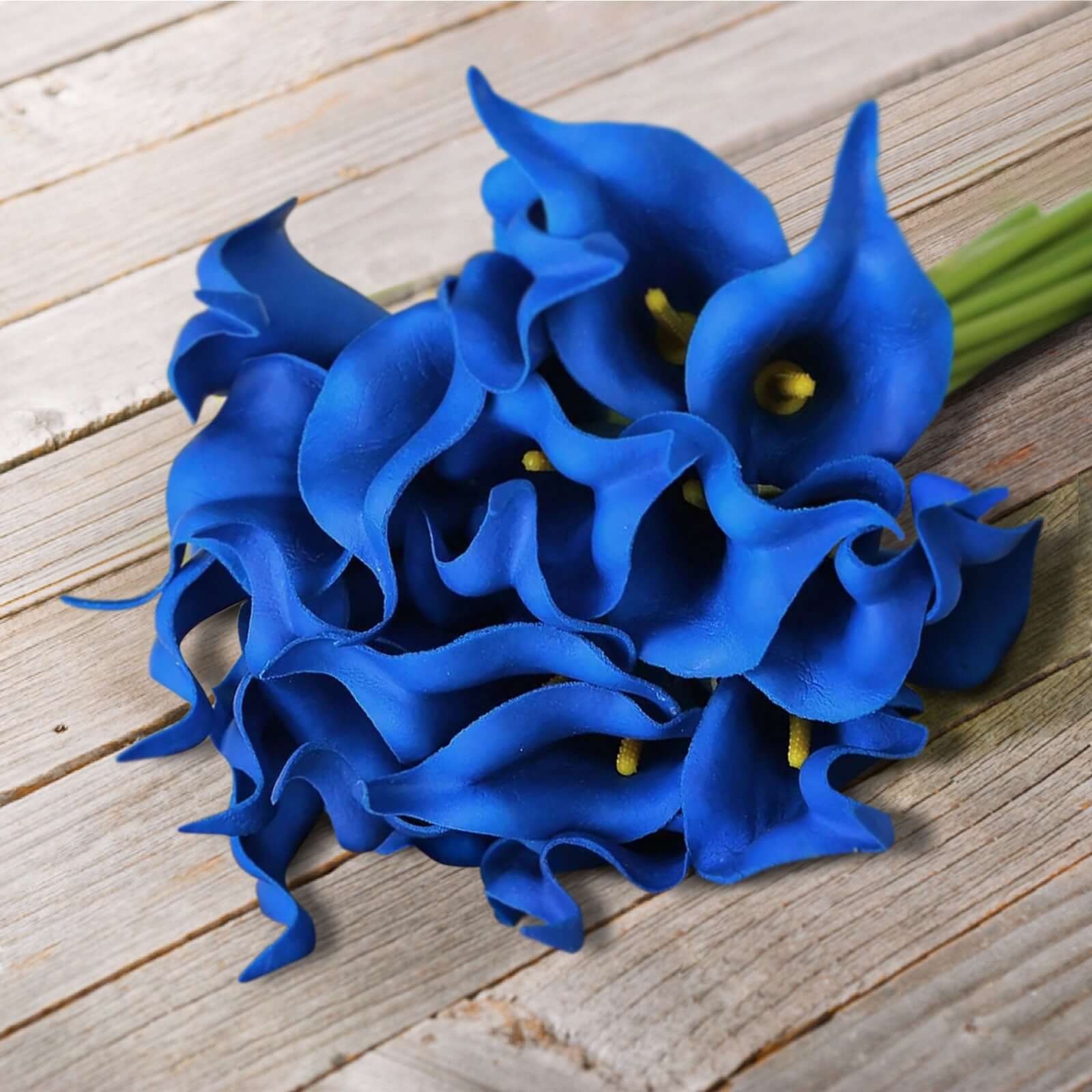 20 Stems 14 Royal Blue Artificial Poly Foam Calla Lily Flowers