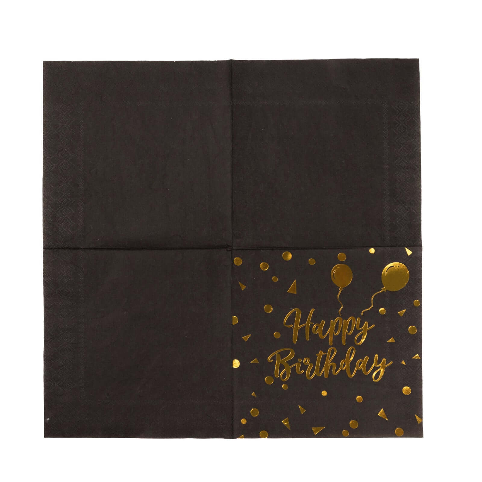 20-Pack Paper Beverage Napkins with Happy Birthday Foil Print Black/Gold - 2 Ply Disposable 18GSM Soft Party Napkins 6.5x6.5