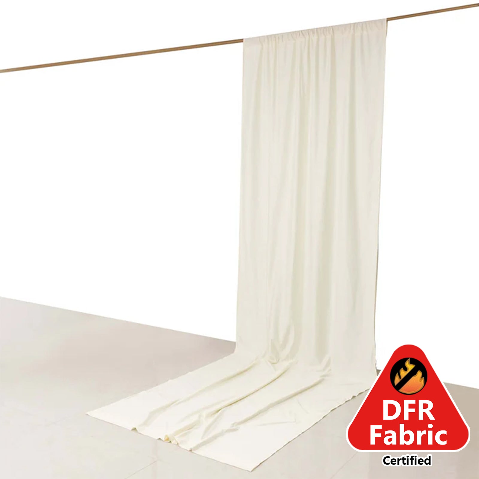 Ivory Scuba Polyester Event Curtain Drapes, Durable Flame Resistant Backdrop Event Panel Wrinkle Free with Rod Pockets - 5ftx14ft