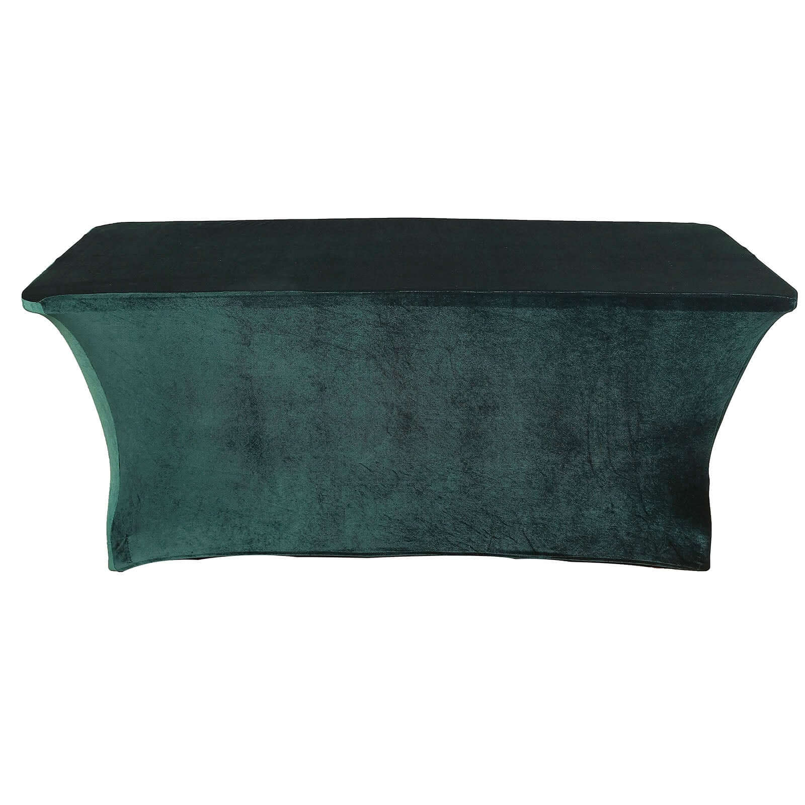 Velvet Spandex 6ft Rectangle Tablecloth Hunter Emerald Green - Fitted Wrinkle-Free Design for 72x30 Tables