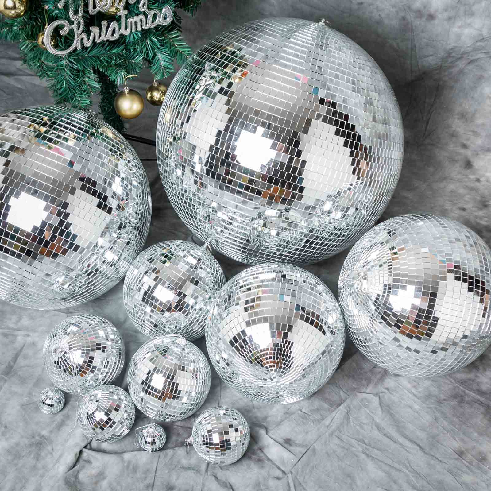 16 Large Silver Foam Disco Mirror Ball With Hanging Swivel Ring, Holiday Party Decor