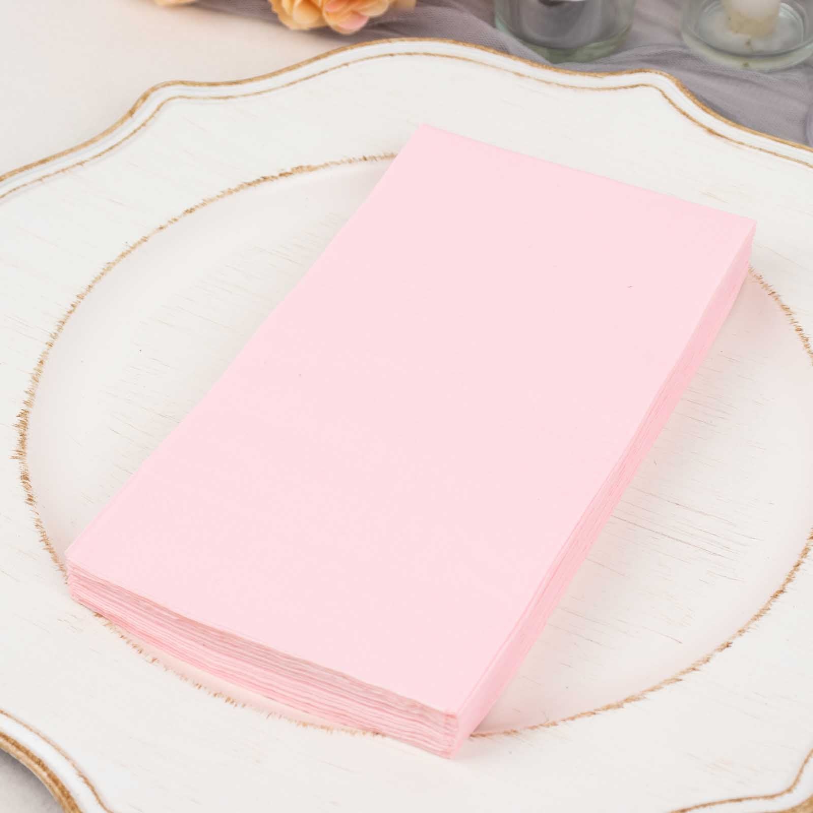 50-Pack Paper Napkins Soft Pink - Disposable 2-Ply Cocktail and Beverage Napkins for Weddings