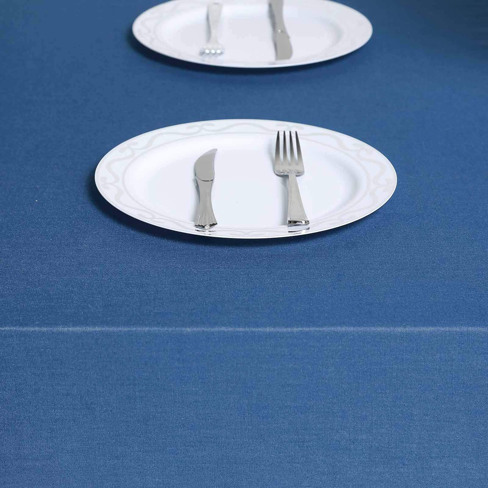 Polyester 90x132 Rectangle Tablecloth Dark Blue - Seamless Faux Denim Design for Classy Celebrations