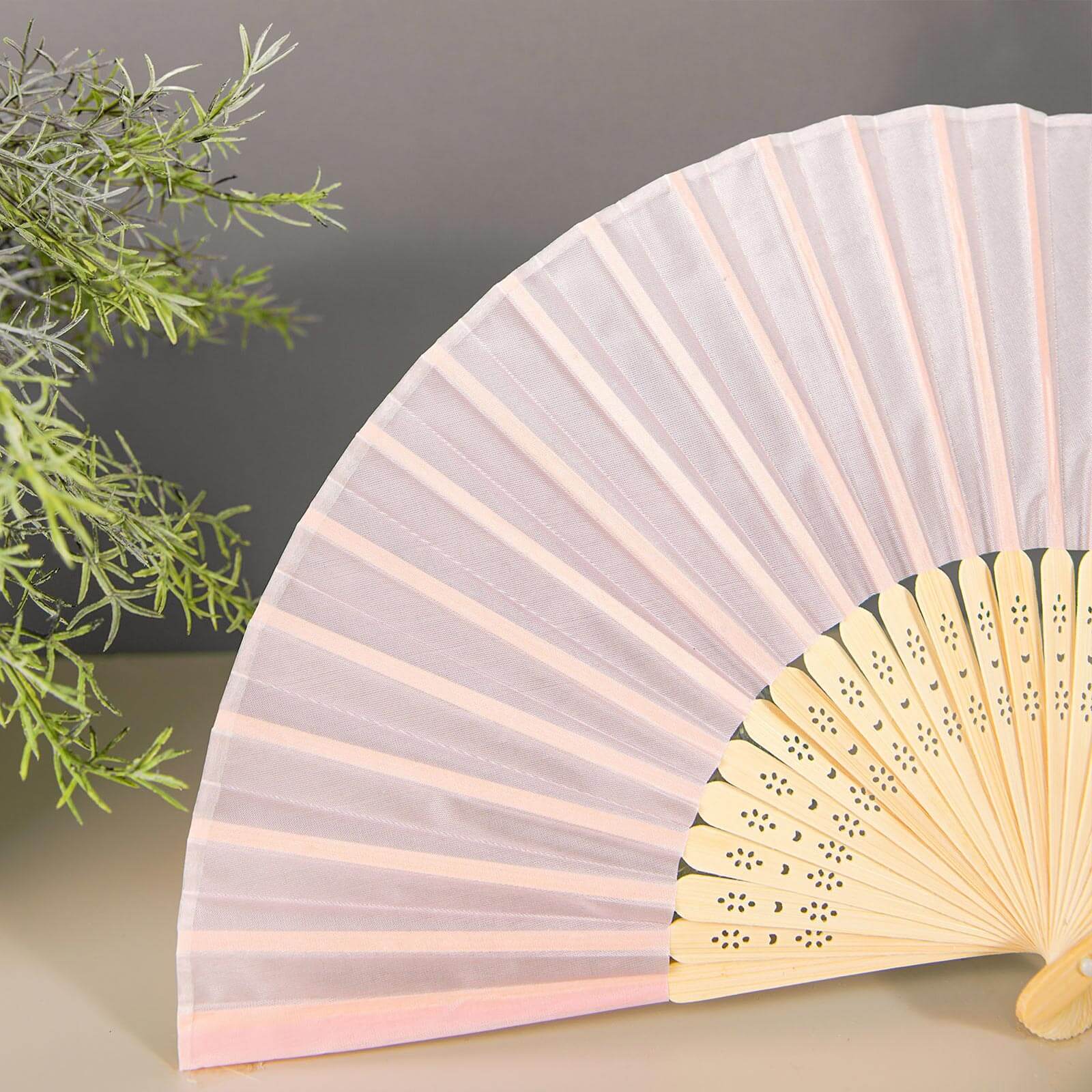 5 Pack Blush Asian Silk Folding Fans Party Favors, Oriental Folding Fan Favors