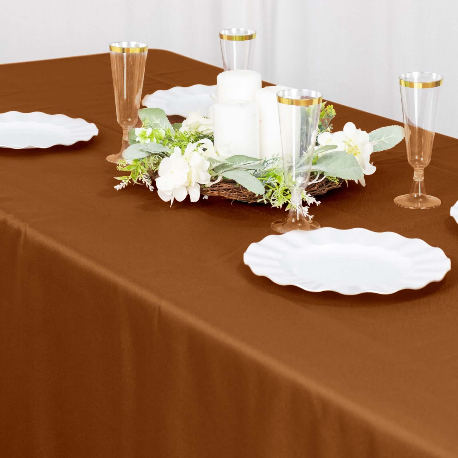 Polyester 60x102 Rectangle Tablecloth Cinnamon Brown - Durable and Stylish Table Cover