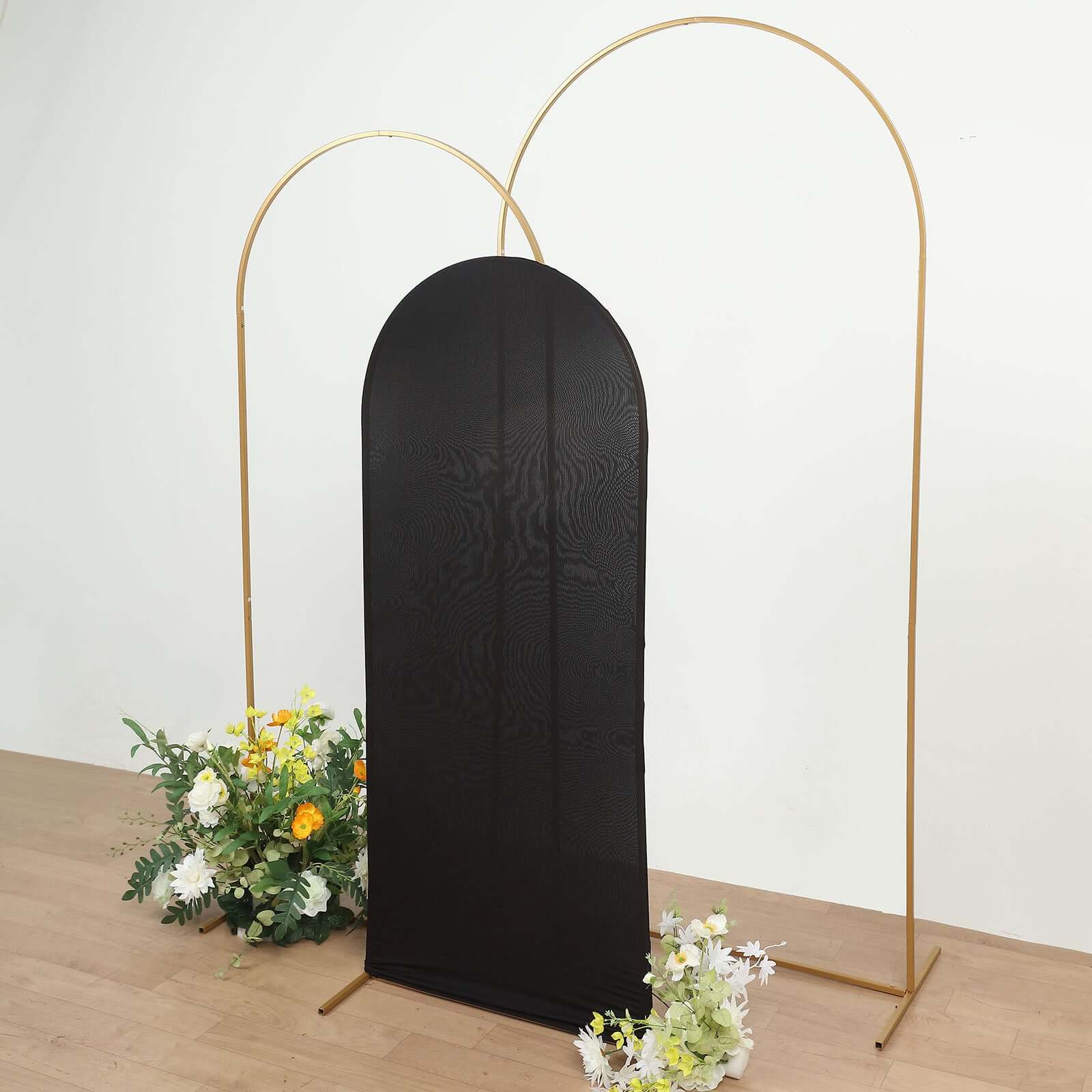 5ft Matte Black Spandex Fitted Chiara Backdrop Stand Cover For Round Top Wedding Arch