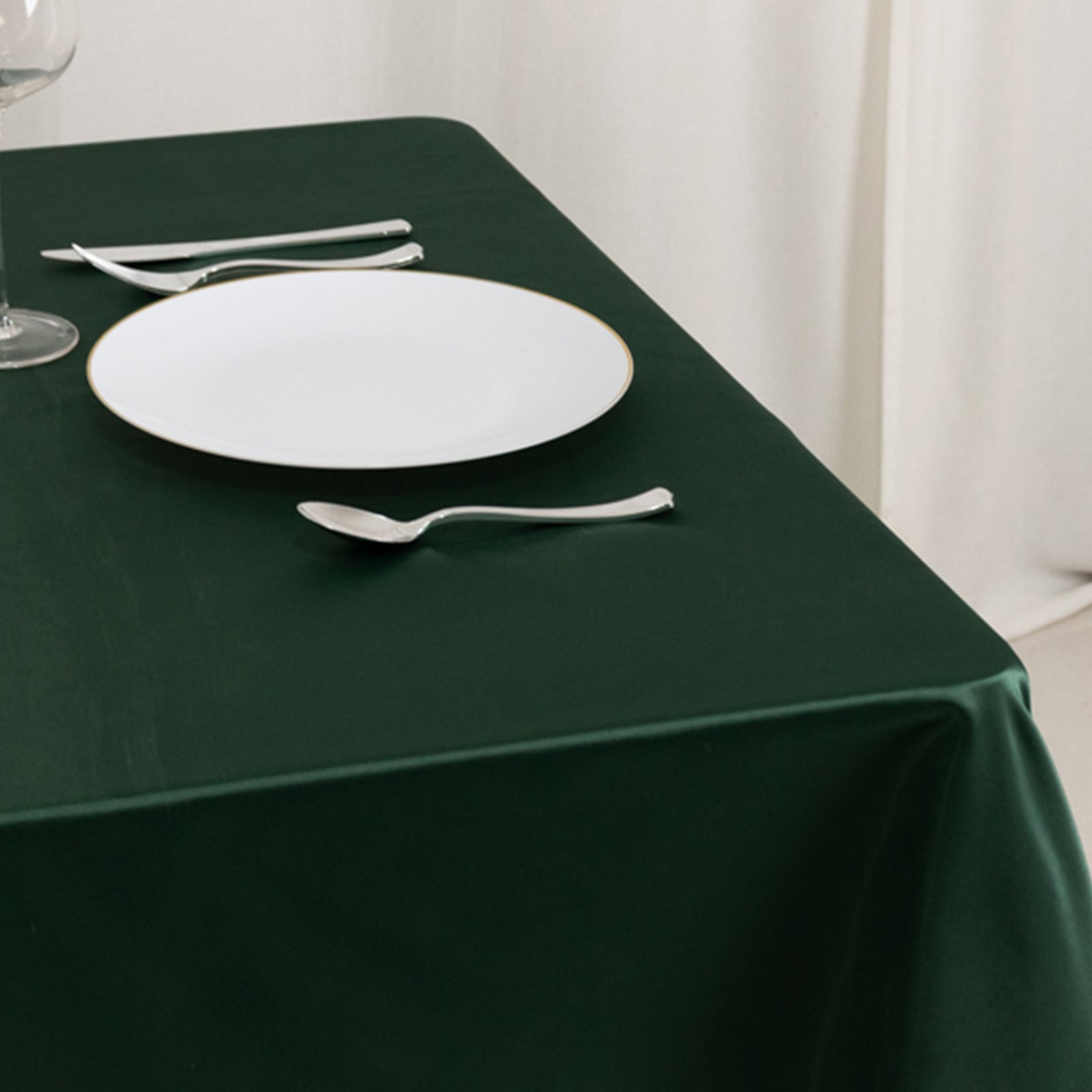 Lamour Satin 54x54 Table Overlay Square Tablecloth Hunter Emerald - Durable & Silk-Like Table Cover