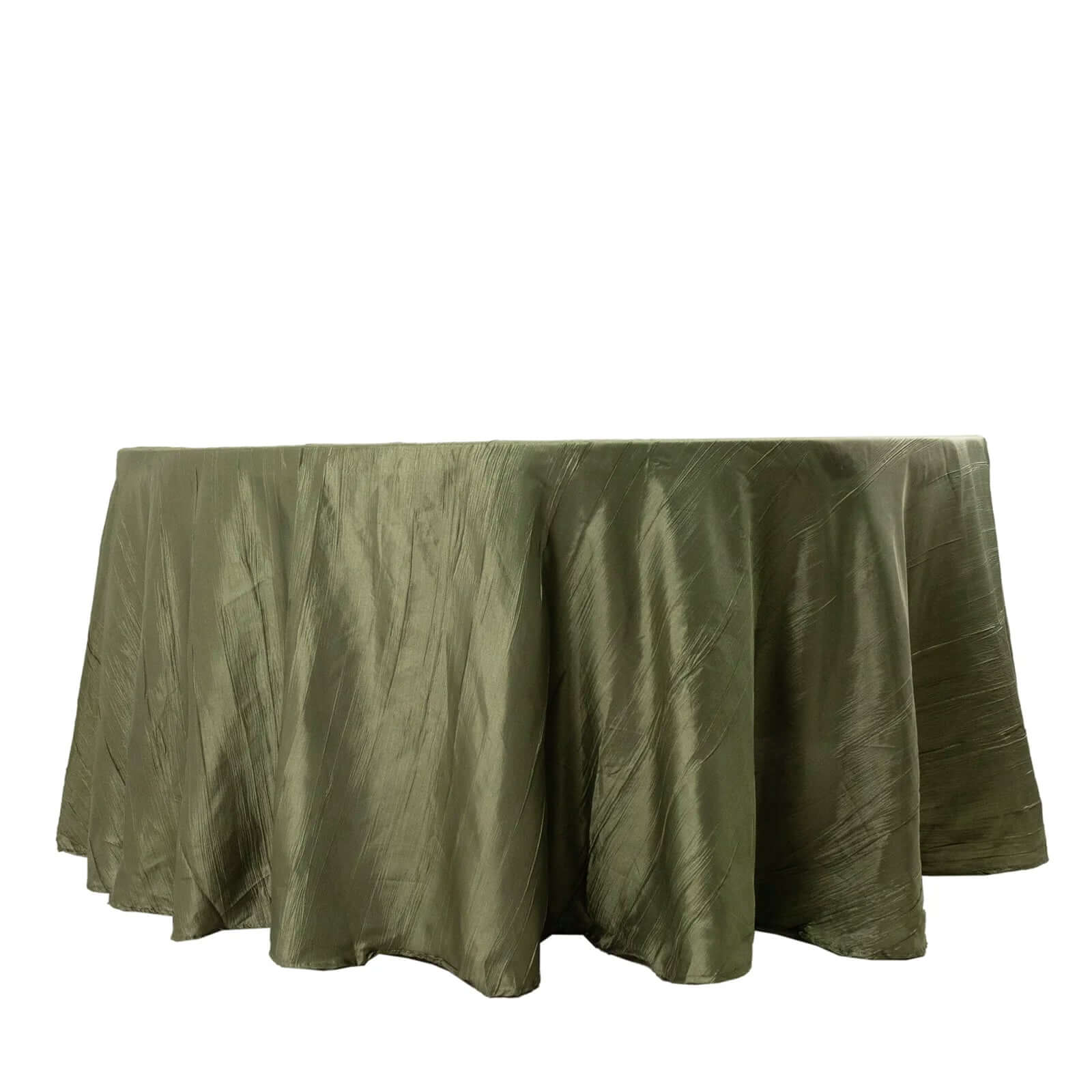 Taffeta 120 Round Tablecloth Dusty Sage Green - Seamless Accordion Crinkle Table Cover