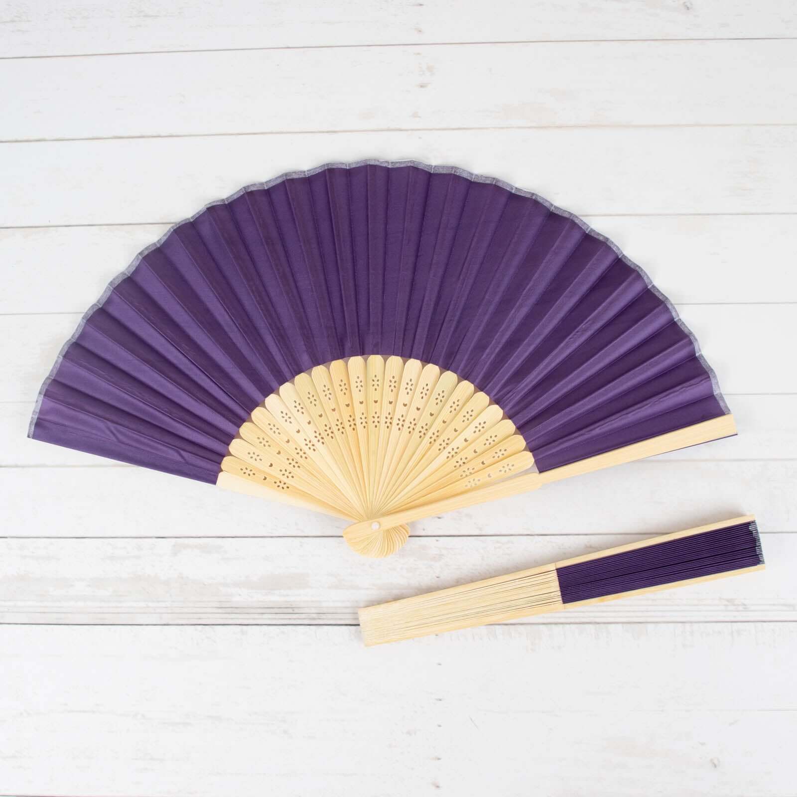 5 Pack Purple Asian Silk Folding Fans Party Favors, Oriental Folding Fan Favors