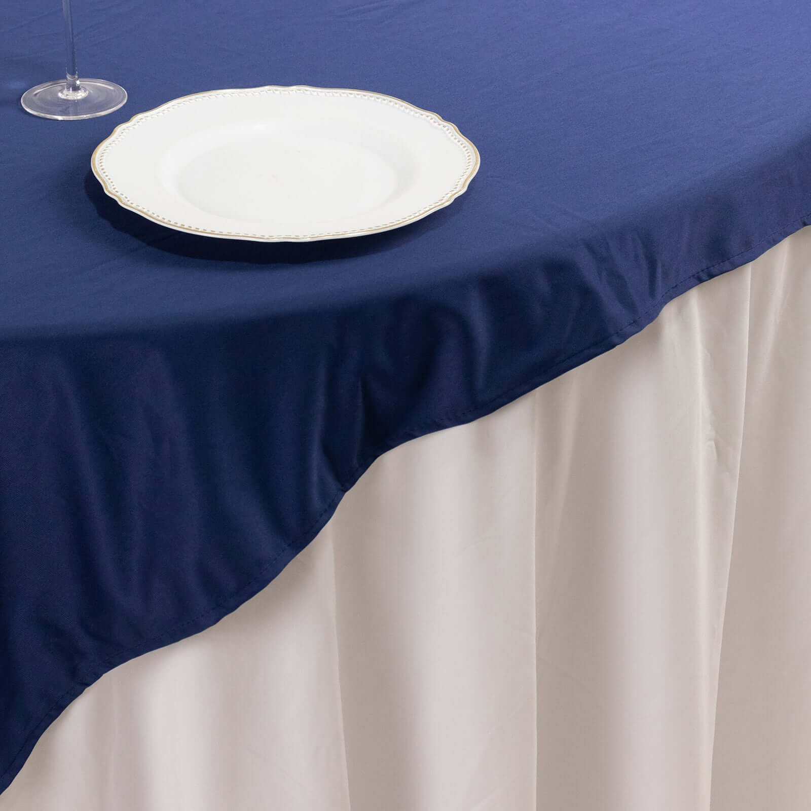 Premium Scuba 54x54 Table Overlay Square Tablecloth Navy Blue - Wrinkle Free & Stain Resistant Table Cover